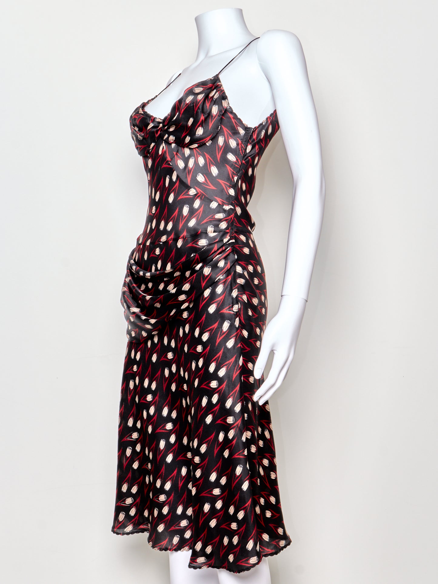 Fall 2000 Black Silk Floral Dress