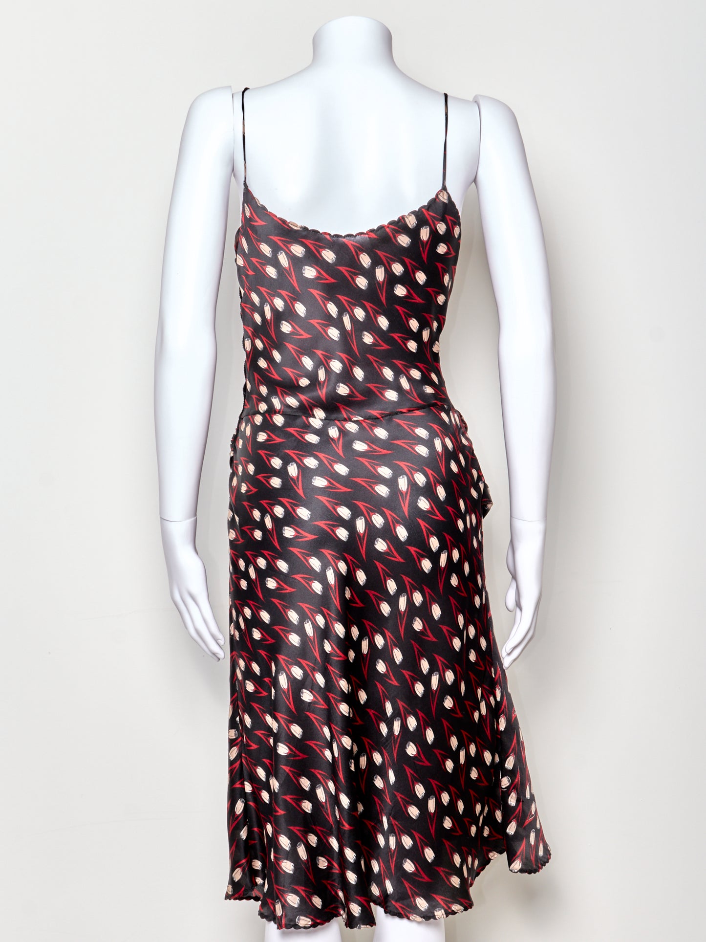 Fall 2000 Black Silk Floral Dress