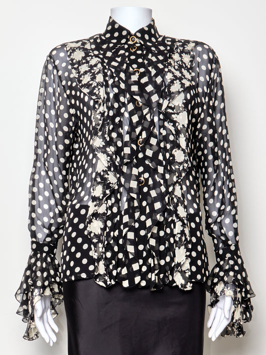 Spring 1993 Polka Dot Ruffle Blouse