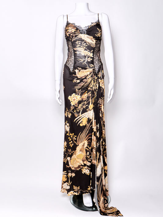 Spring 2006 Corset Floral Gold Print Dress