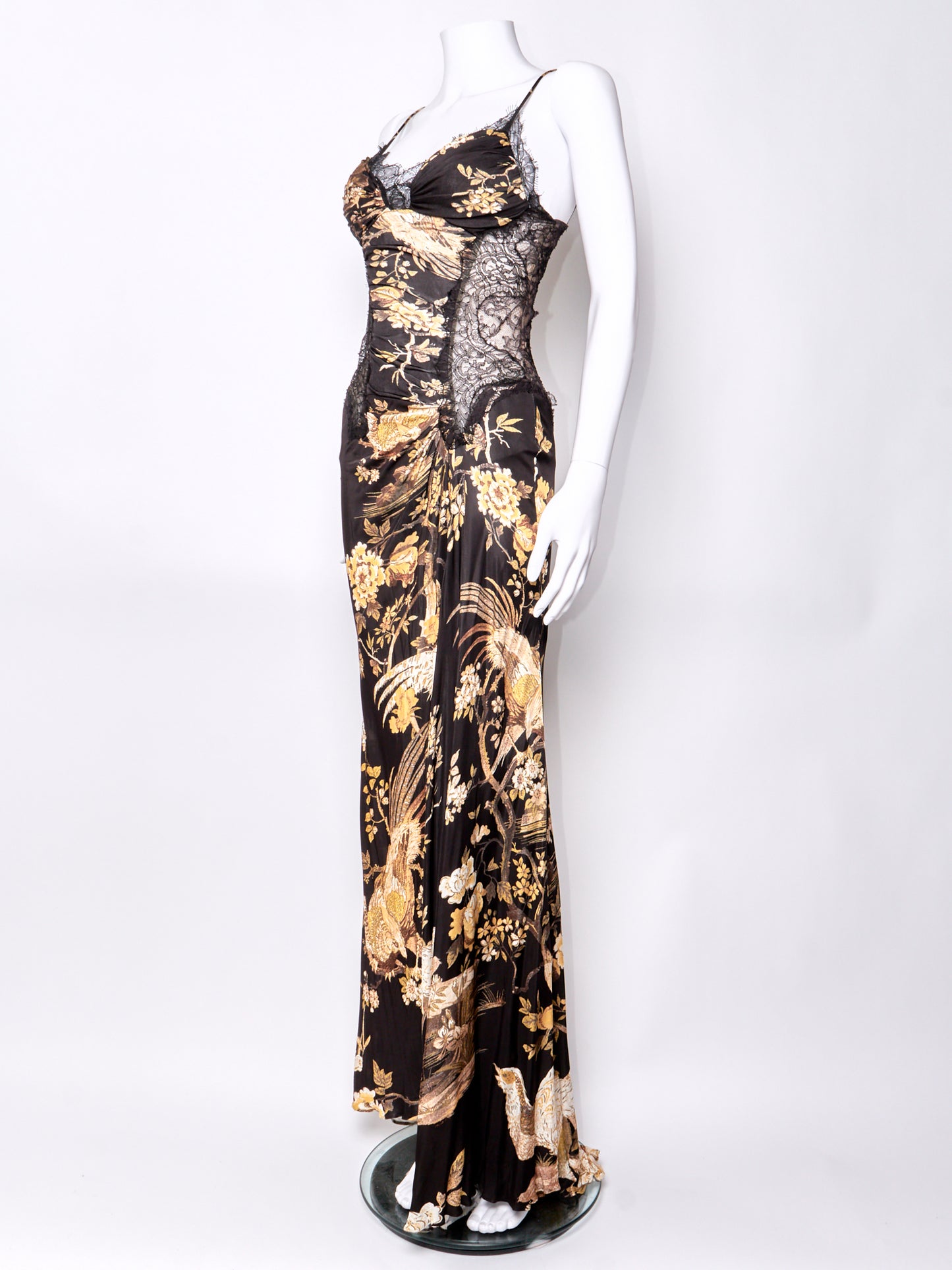 Spring 2006 Corset Floral Gold Print Dress