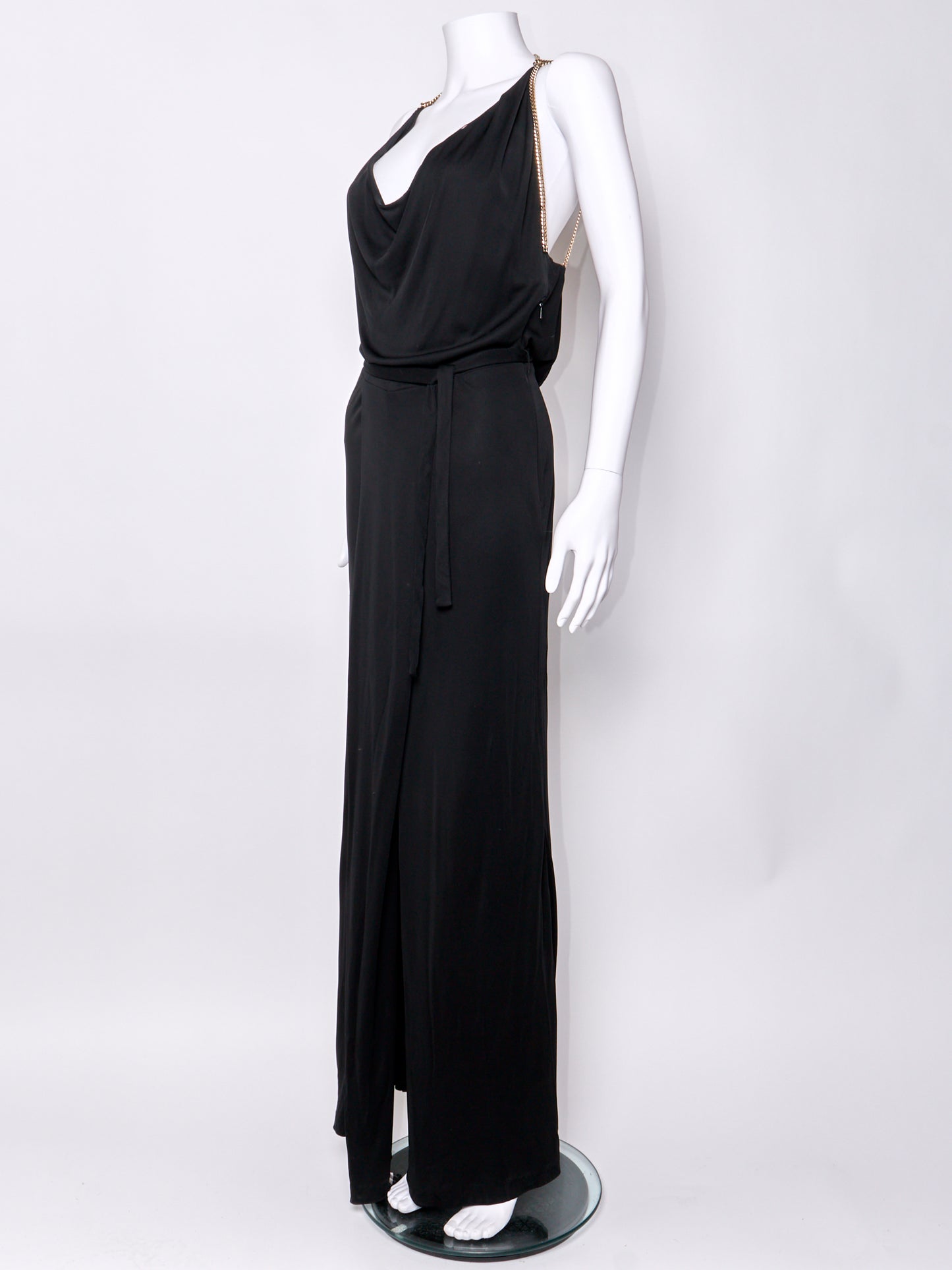 2006 Gold Chain Black Dress