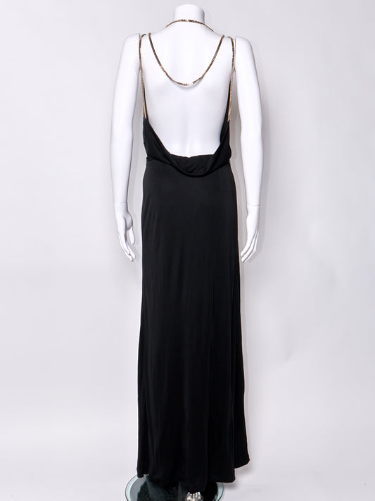 2006 Gold Chain Black Dress