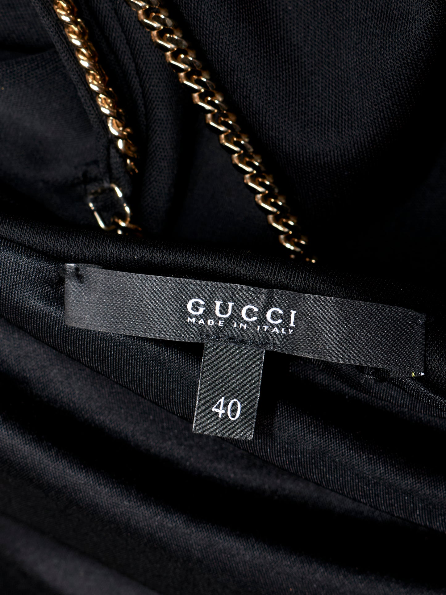2006 Gold Chain Black Dress