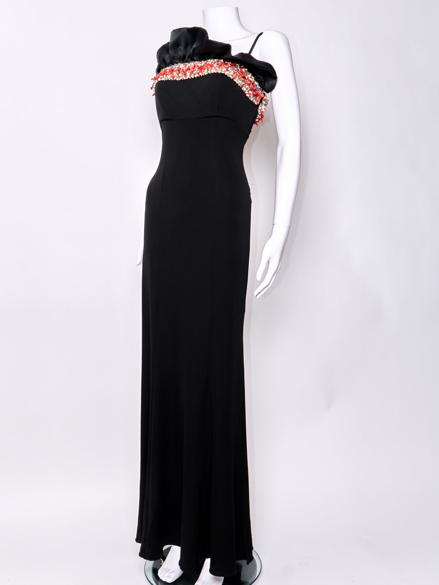 Embellished Red & Black Dress