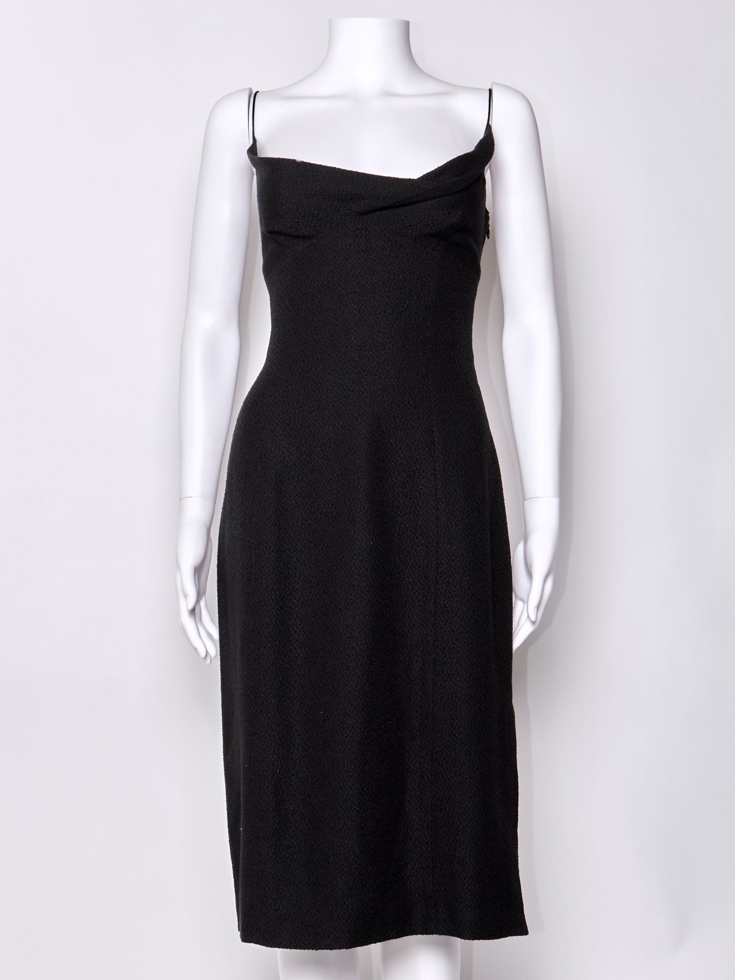1999 Black Silk Midi Dress