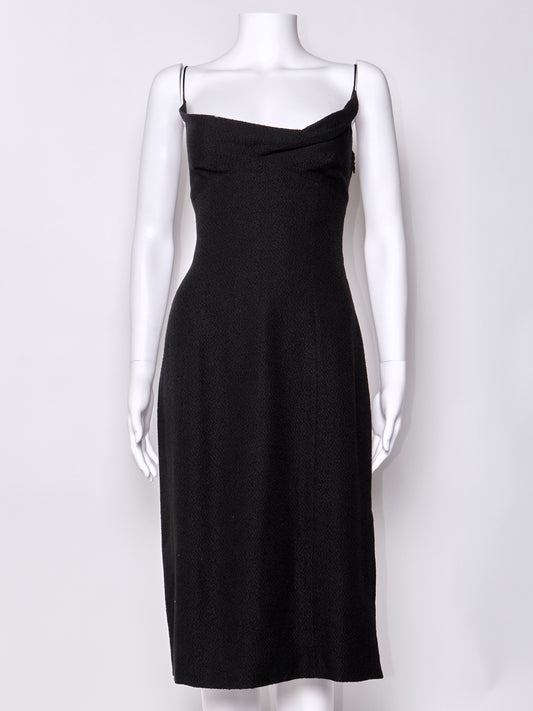 1999 Black Silk Midi Dress