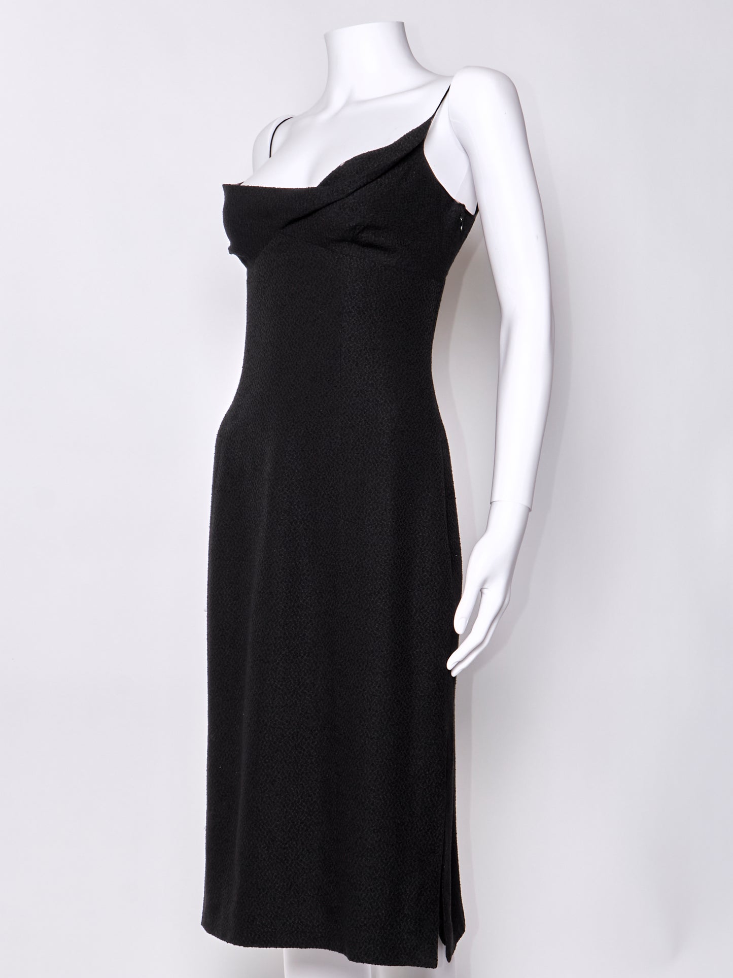 1999 Black Silk Midi Dress