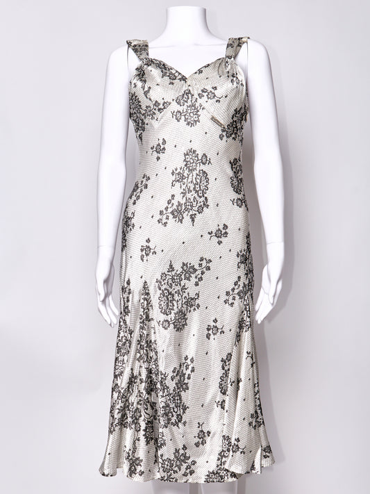 Black Lace Print 2000s Dress