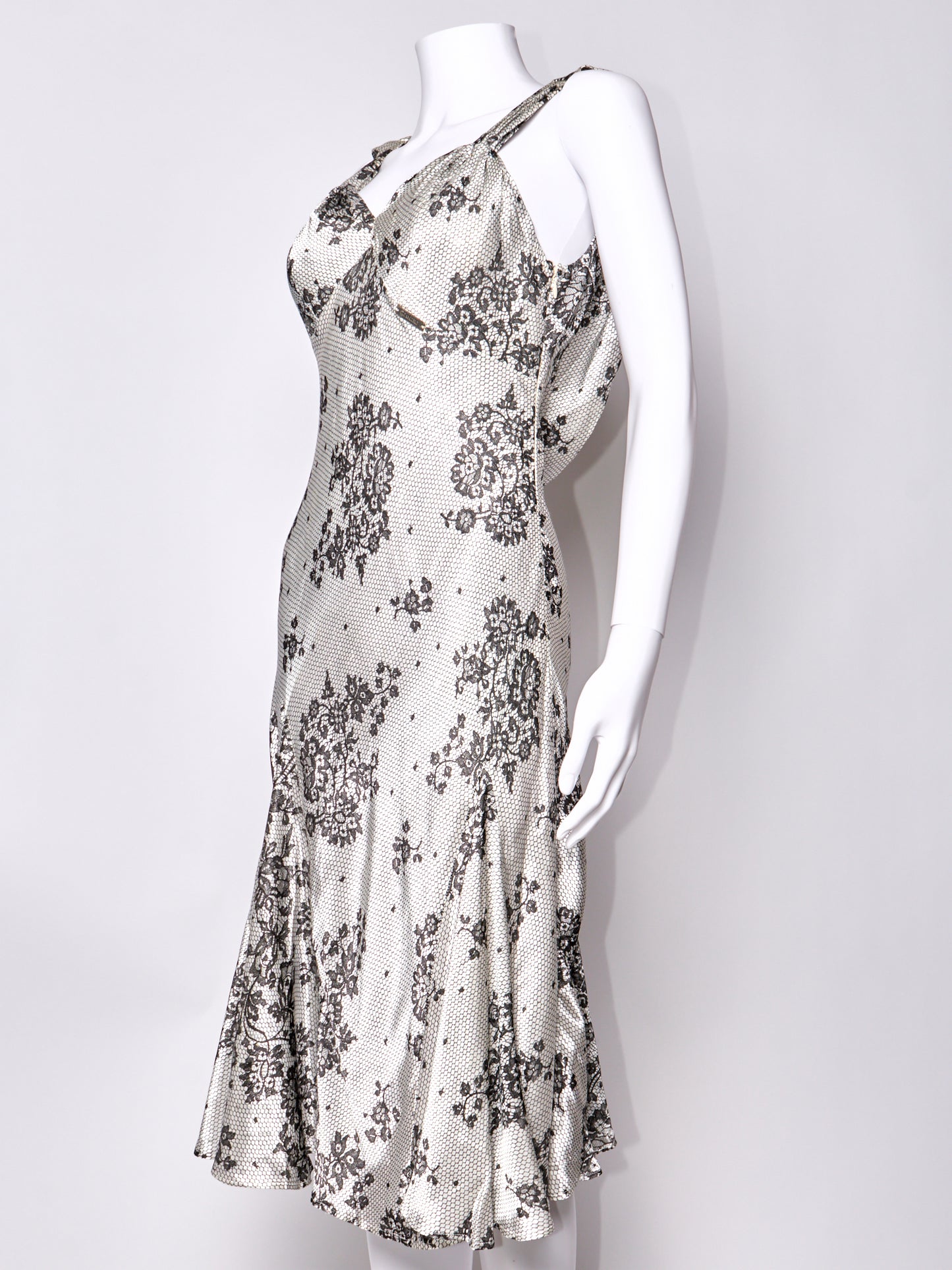 Black Lace Print 2000s Dress
