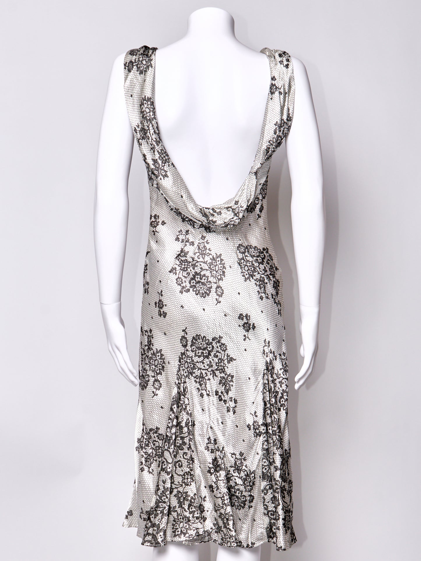 Black Lace Print 2000s Dress