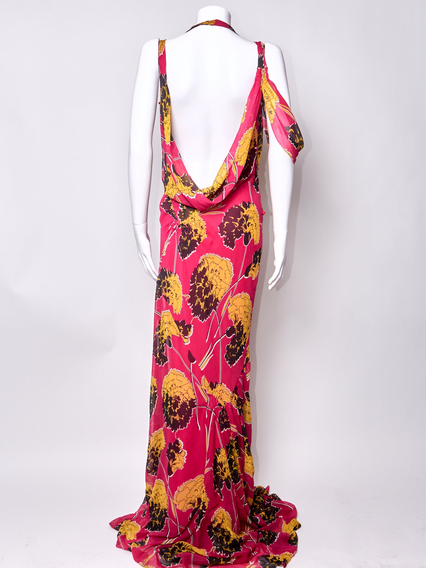 John Galliano Fall 2005 Pink Floral Silk Dress
