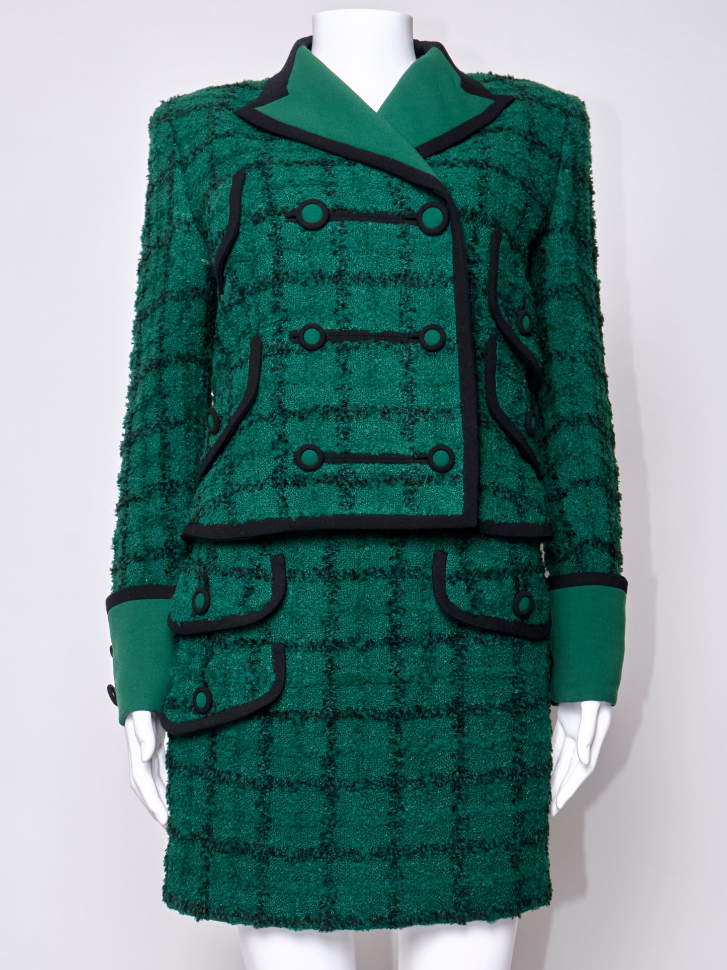 Gianni Versace Fall 1993 Green Check Blazer & Skirt Set