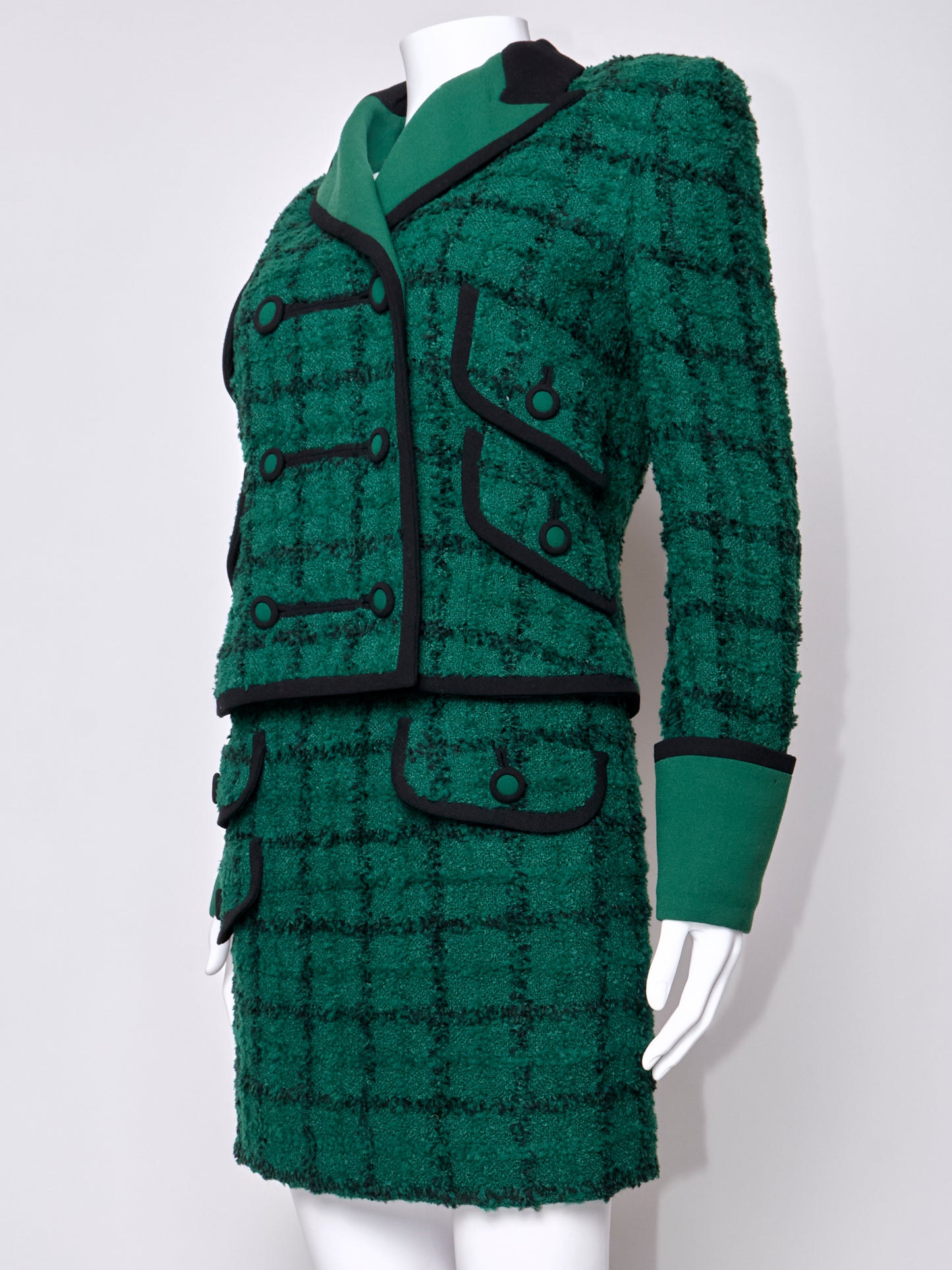 Gianni Versace Fall 1993 Green Check Blazer & Skirt Set