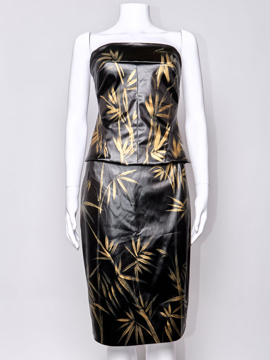 Spring 1999 Wet Look Bustier Top & Midi Skirt Set