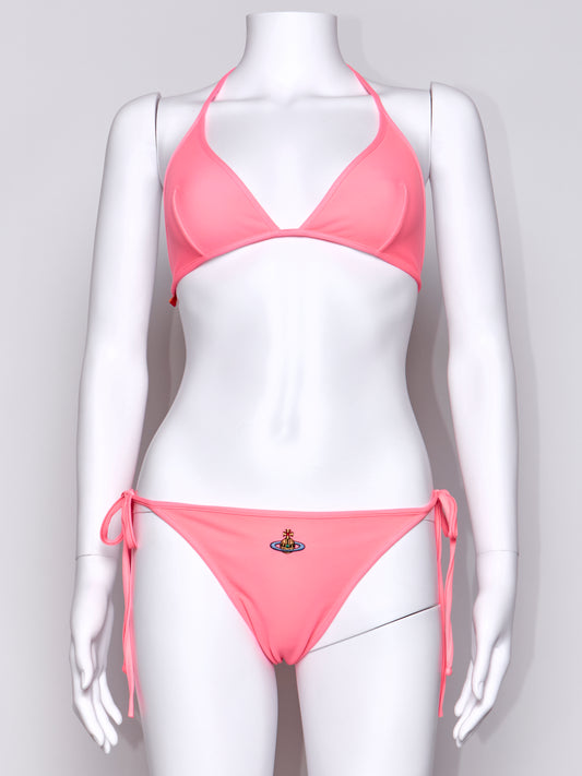 Vivienne Westwood Spring 2000s Pink Embroidered Orb Bikini Set