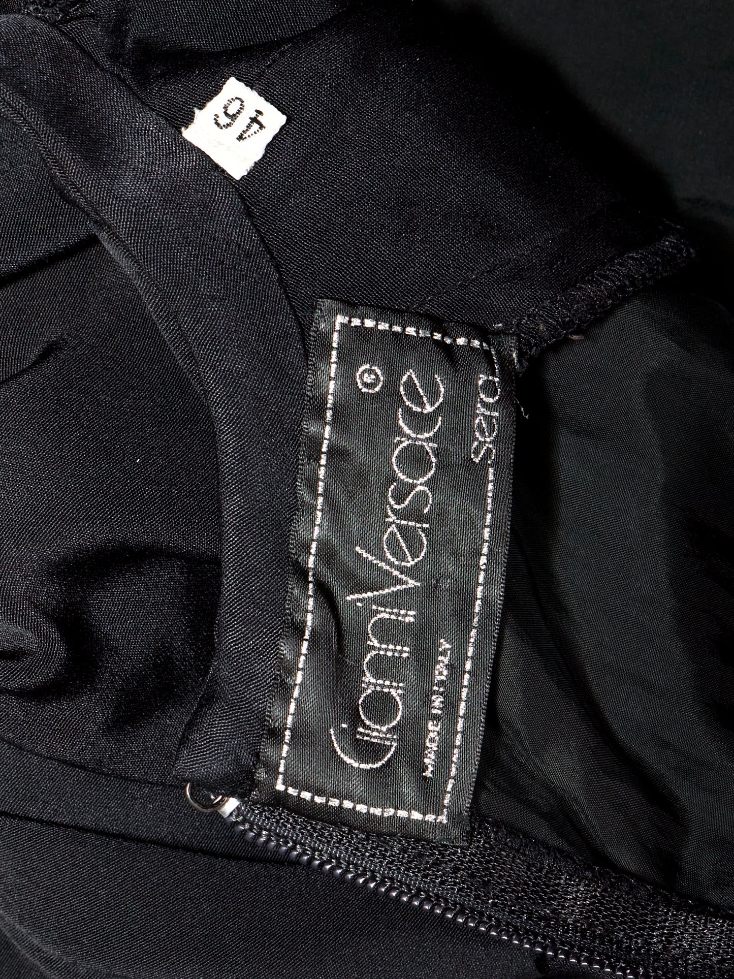 Gianni Versace Spring 1987 Black Silk Ruched Midi Dress