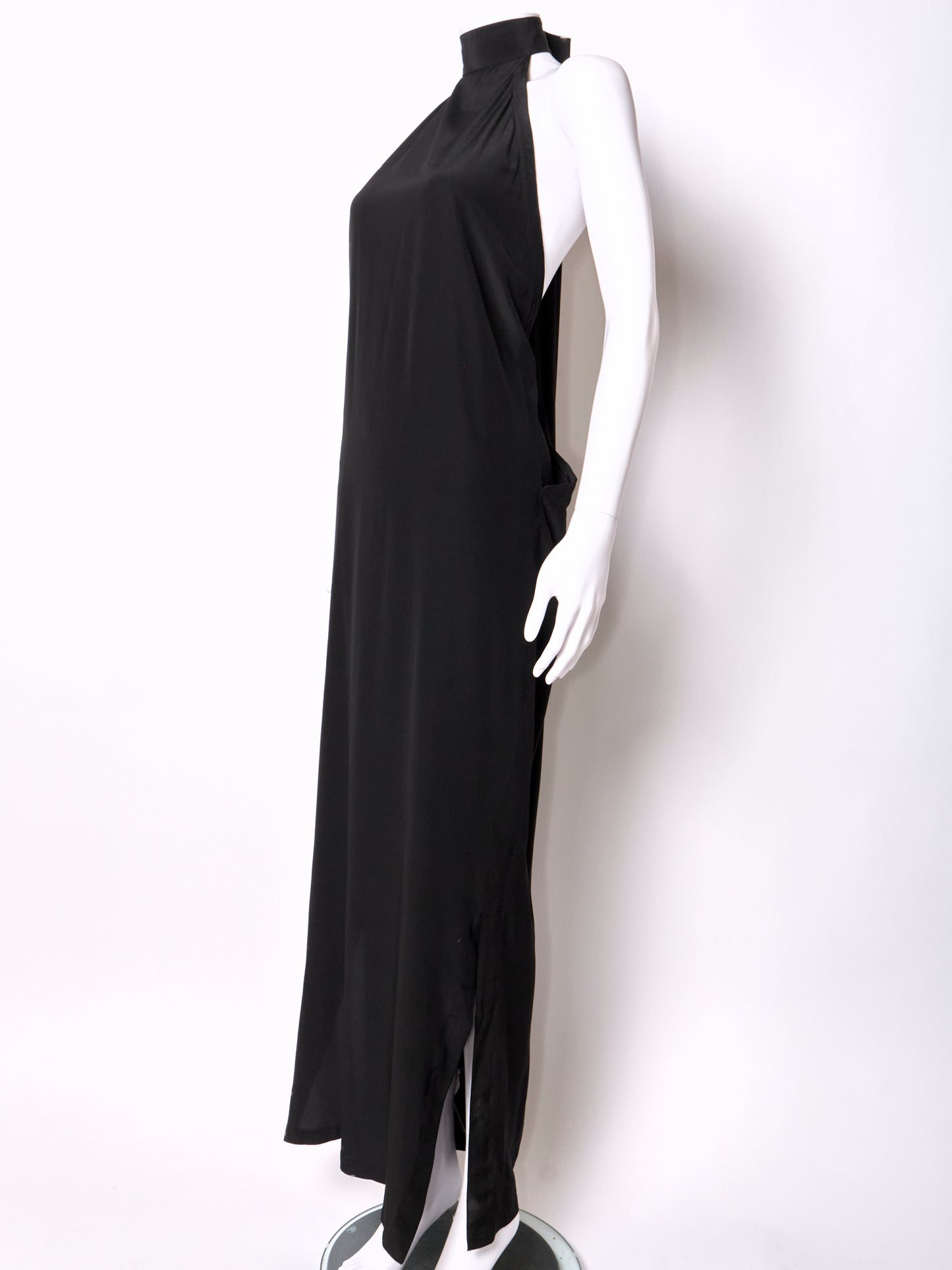 Gianni Versace 90s Black Open Back Maxi Dress