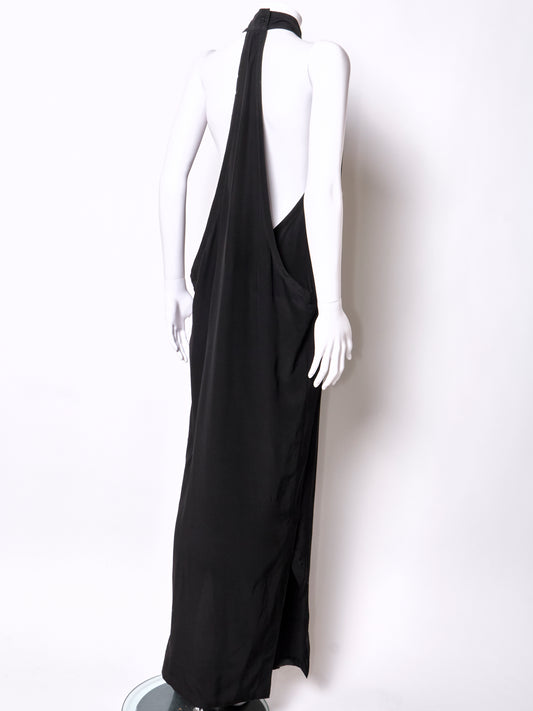 Gianni Versace 90s Black Open Back Maxi Dress