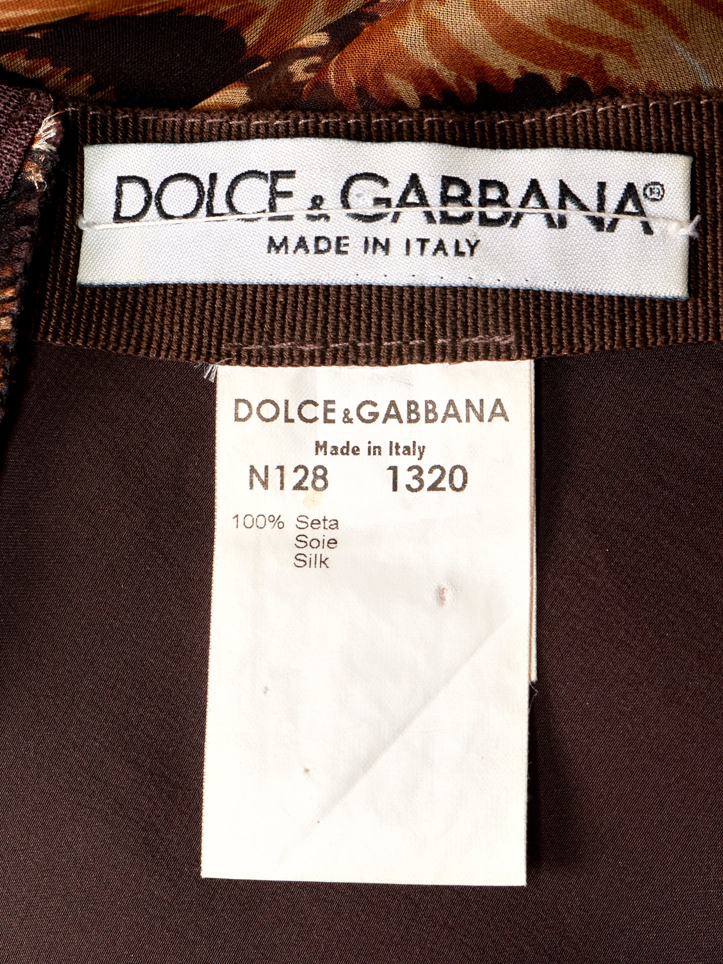 Dolce & Gabbana Spring 1996 Brown Silk Zebra Midi Skirt