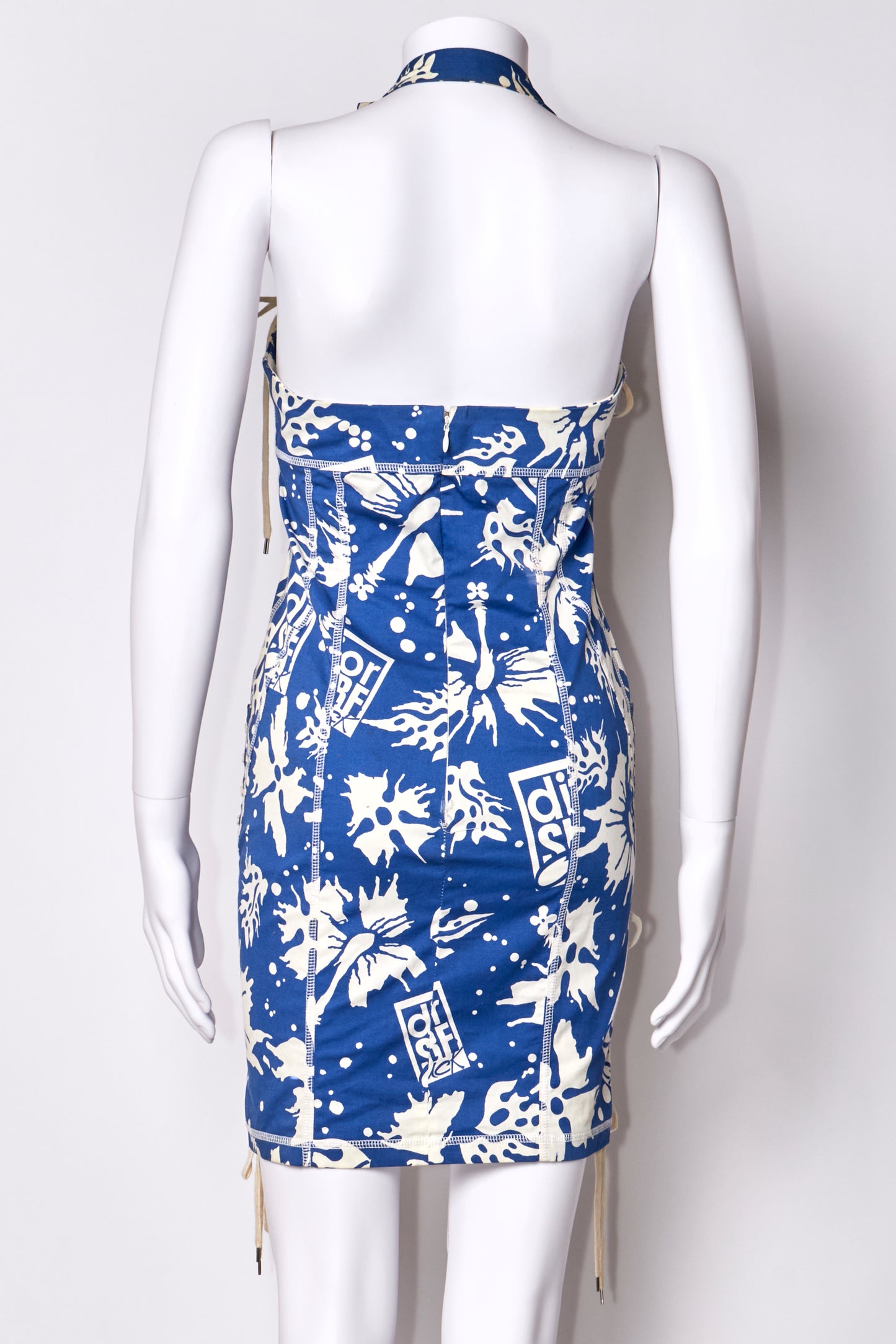 Christian Dior Spring 2004 Surf Print Bustier Halter Neck Mini Dress