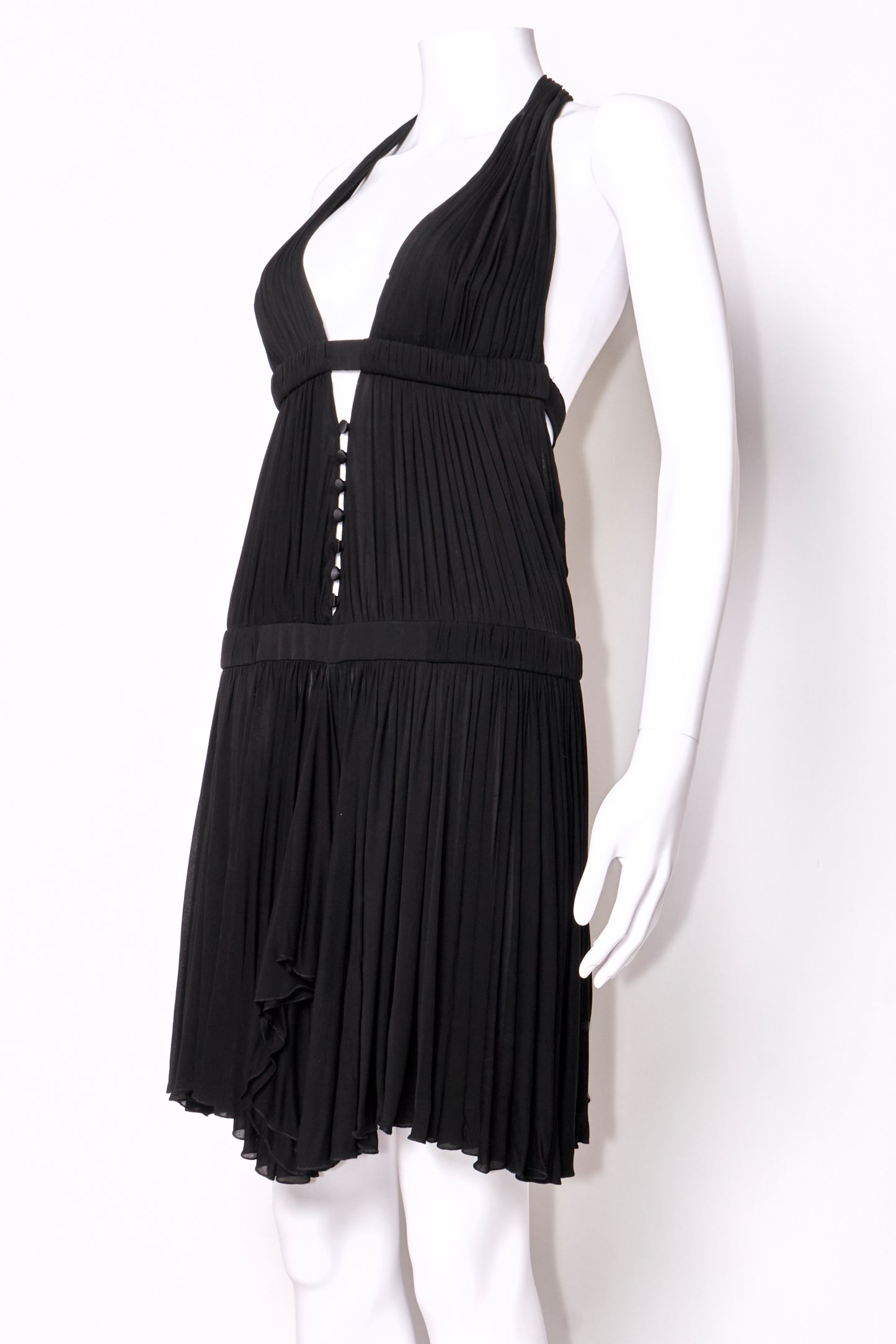 Roberto Cavalli Spring 2006 Black Open Back Halter Neck Mini Dress