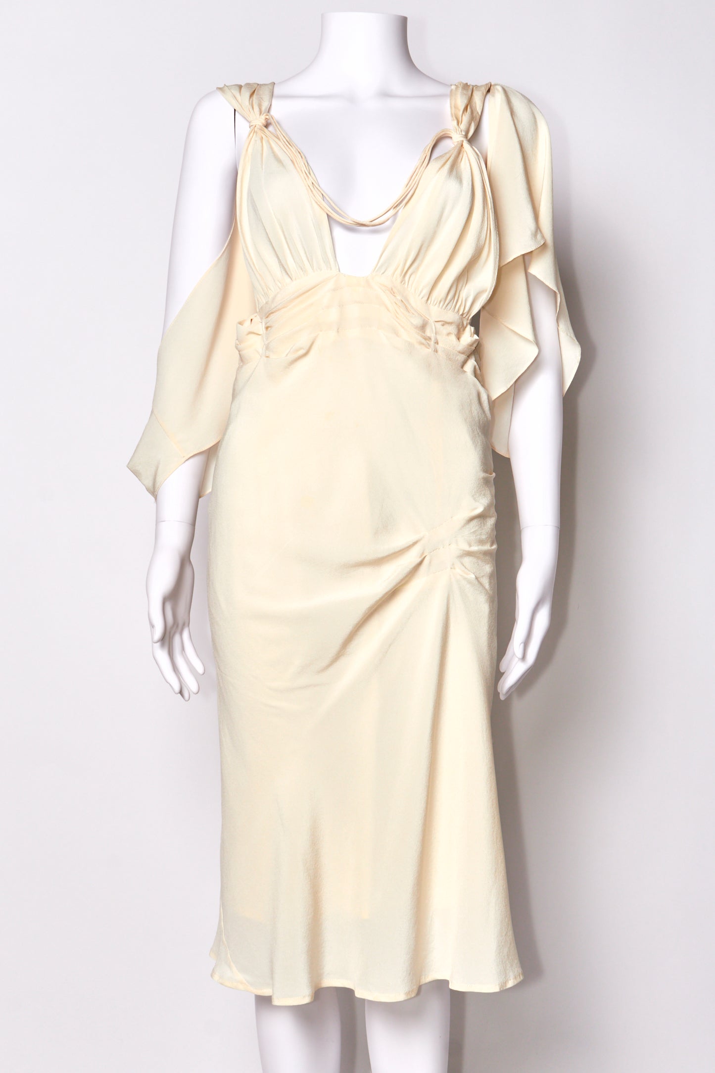 Gucci Tom Ford Spring 2002 Cream Silk Midi Dress
