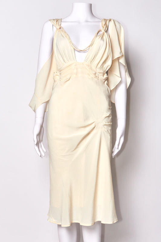 Gucci Tom Ford Spring 2002 Cream Silk Midi Dress