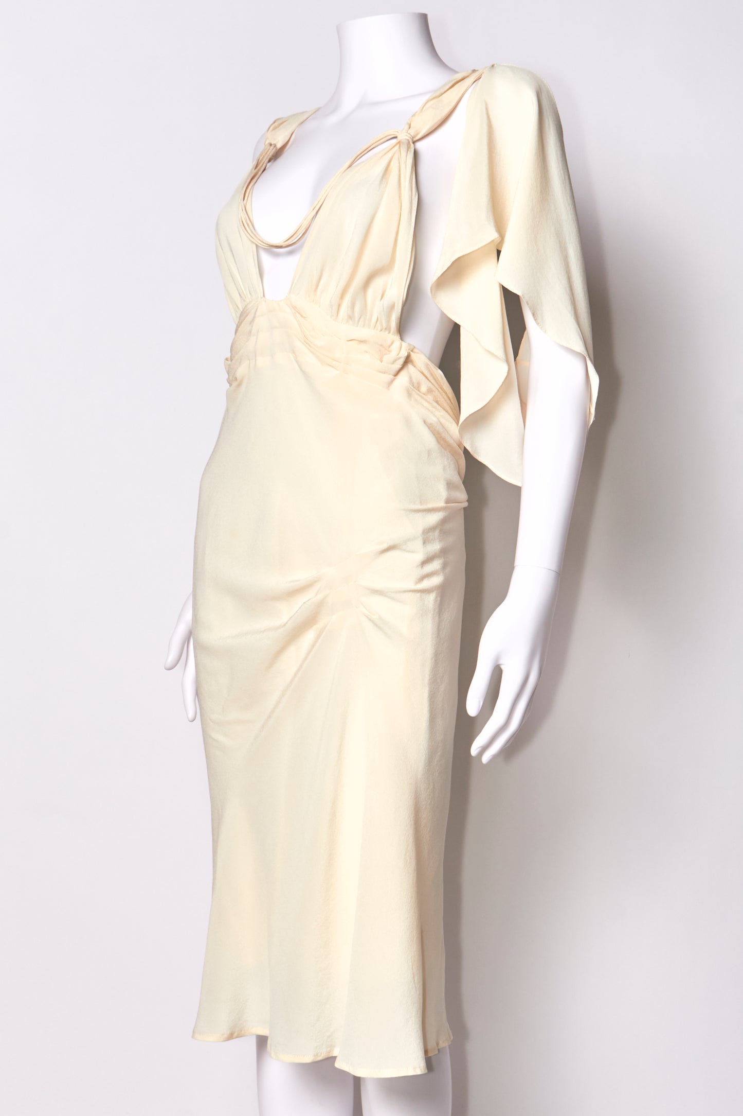 Gucci Tom Ford Spring 2002 Cream Silk Midi Dress