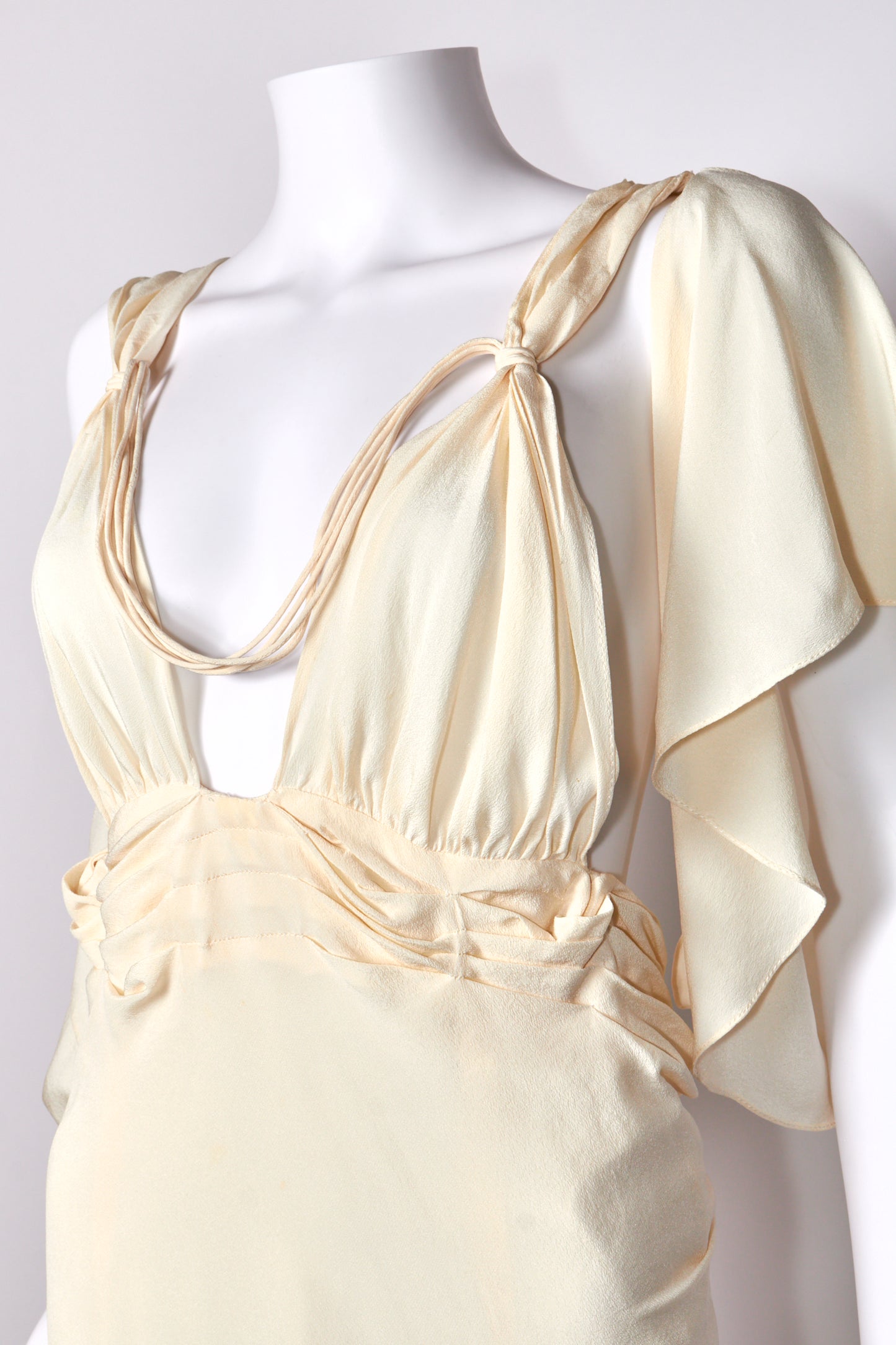 Gucci Tom Ford Spring 2002 Cream Silk Midi Dress