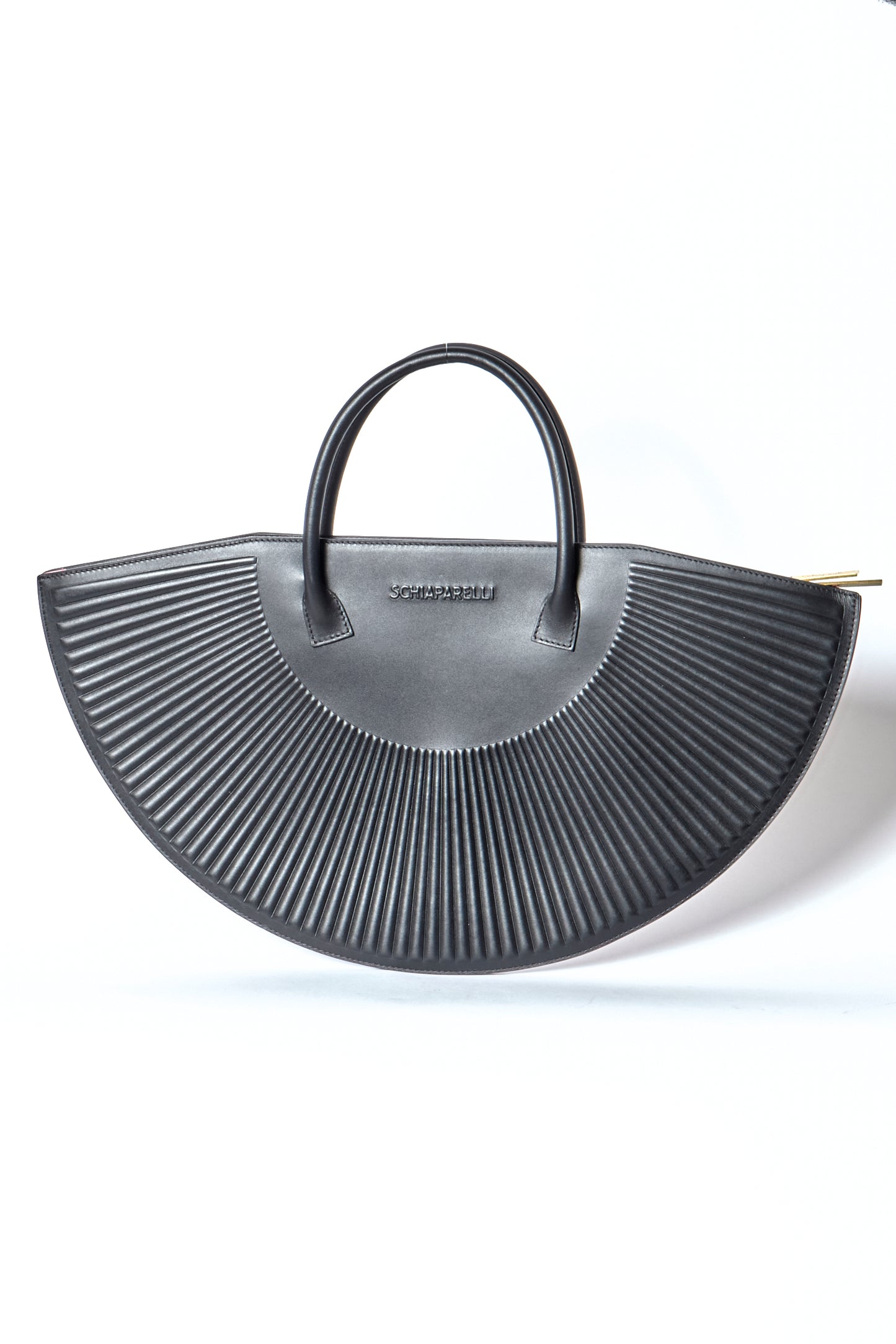 Schiaparelli Spring 2020 Black Leather Top Handle Bag