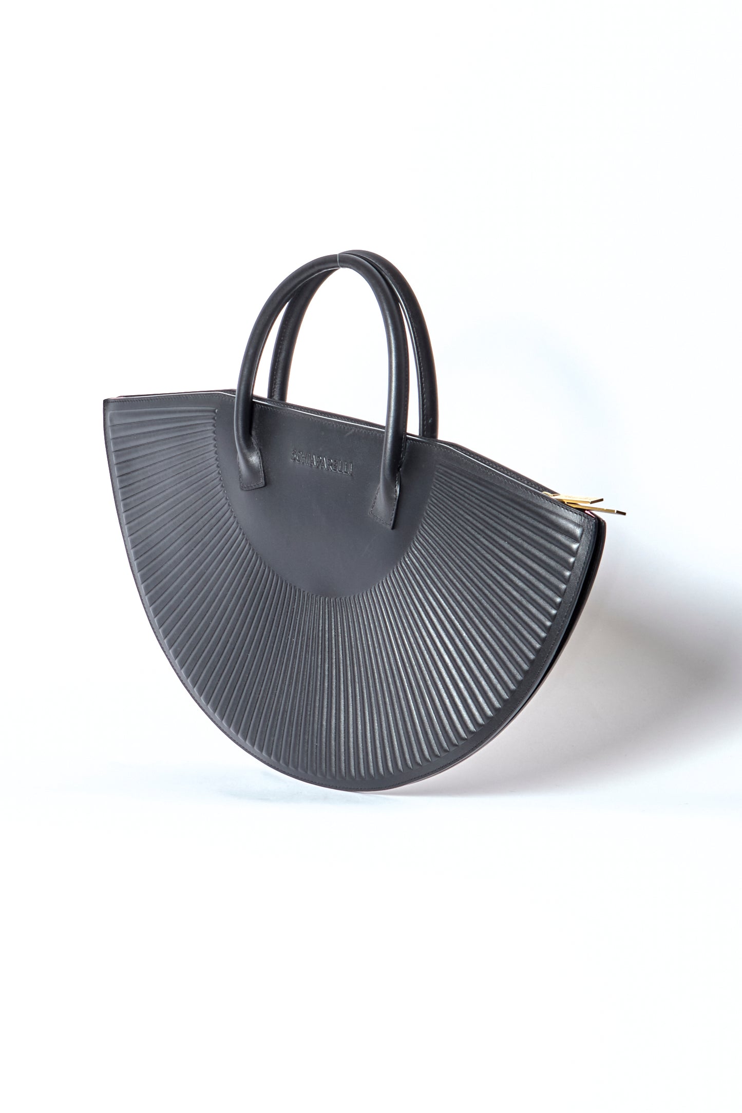 Schiaparelli Spring 2020 Black Leather Top Handle Bag