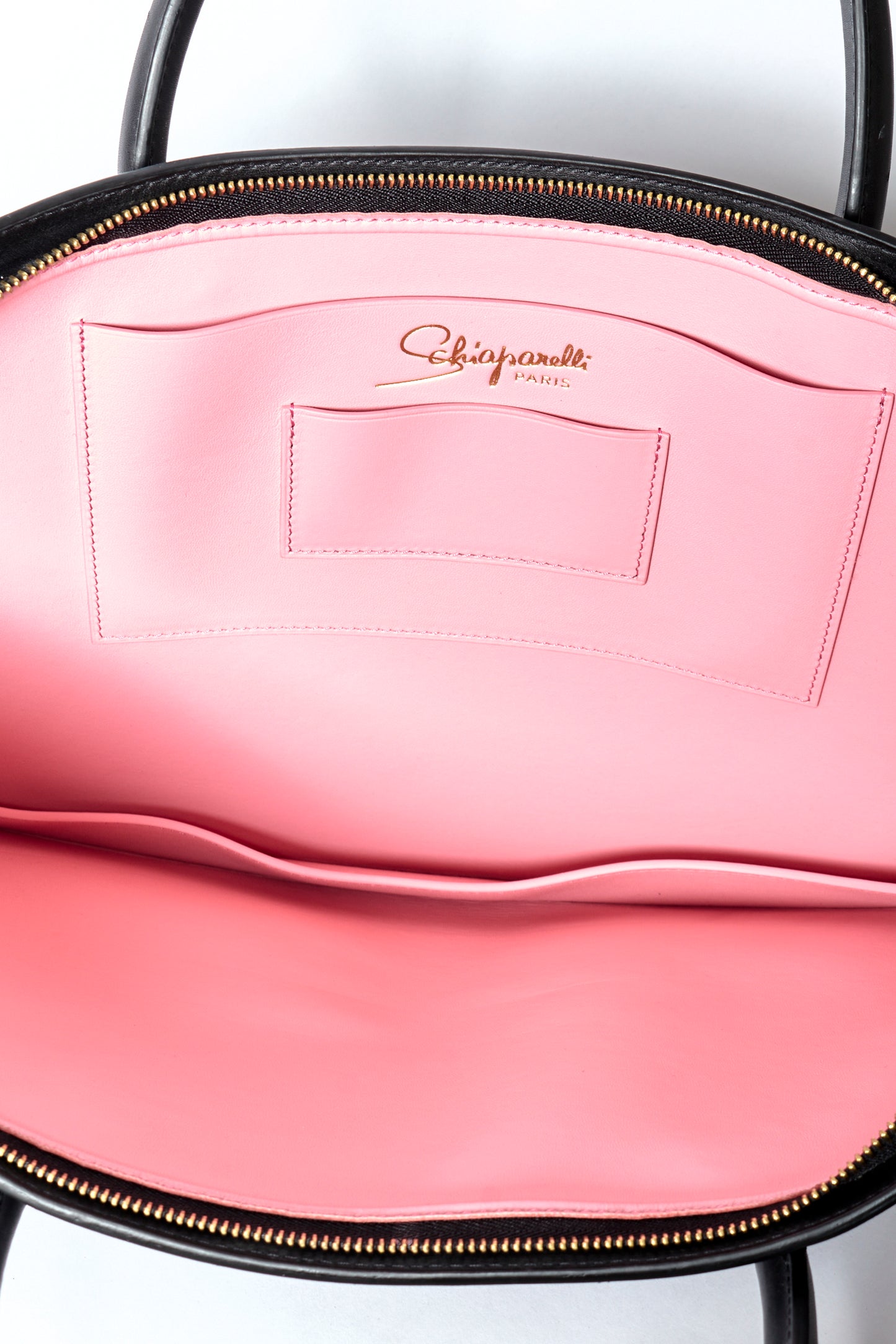 Schiaparelli Spring 2020 Black Leather Top Handle Bag