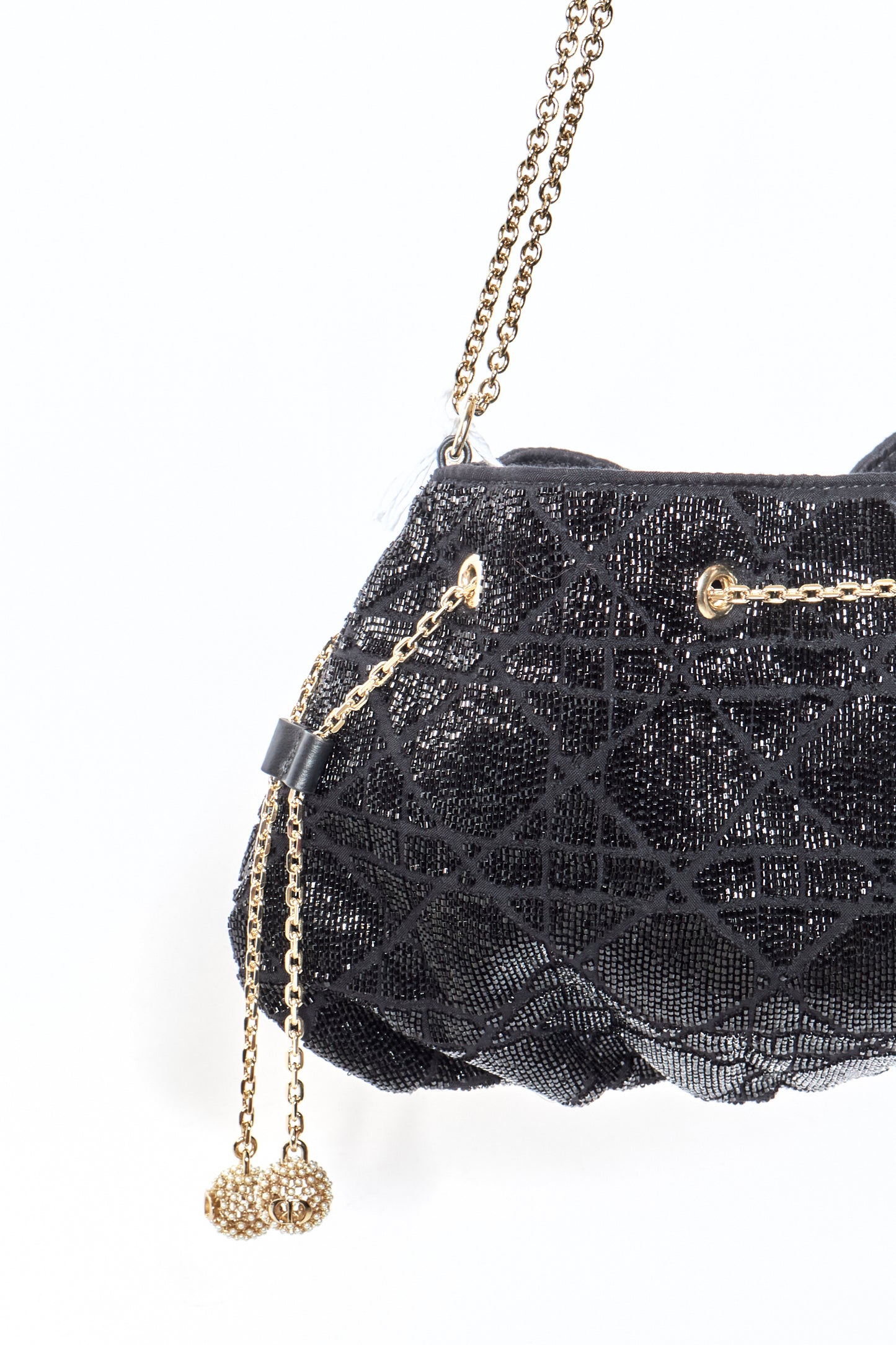 Christian Dior 2023 Black Beaded Shoulder Bag