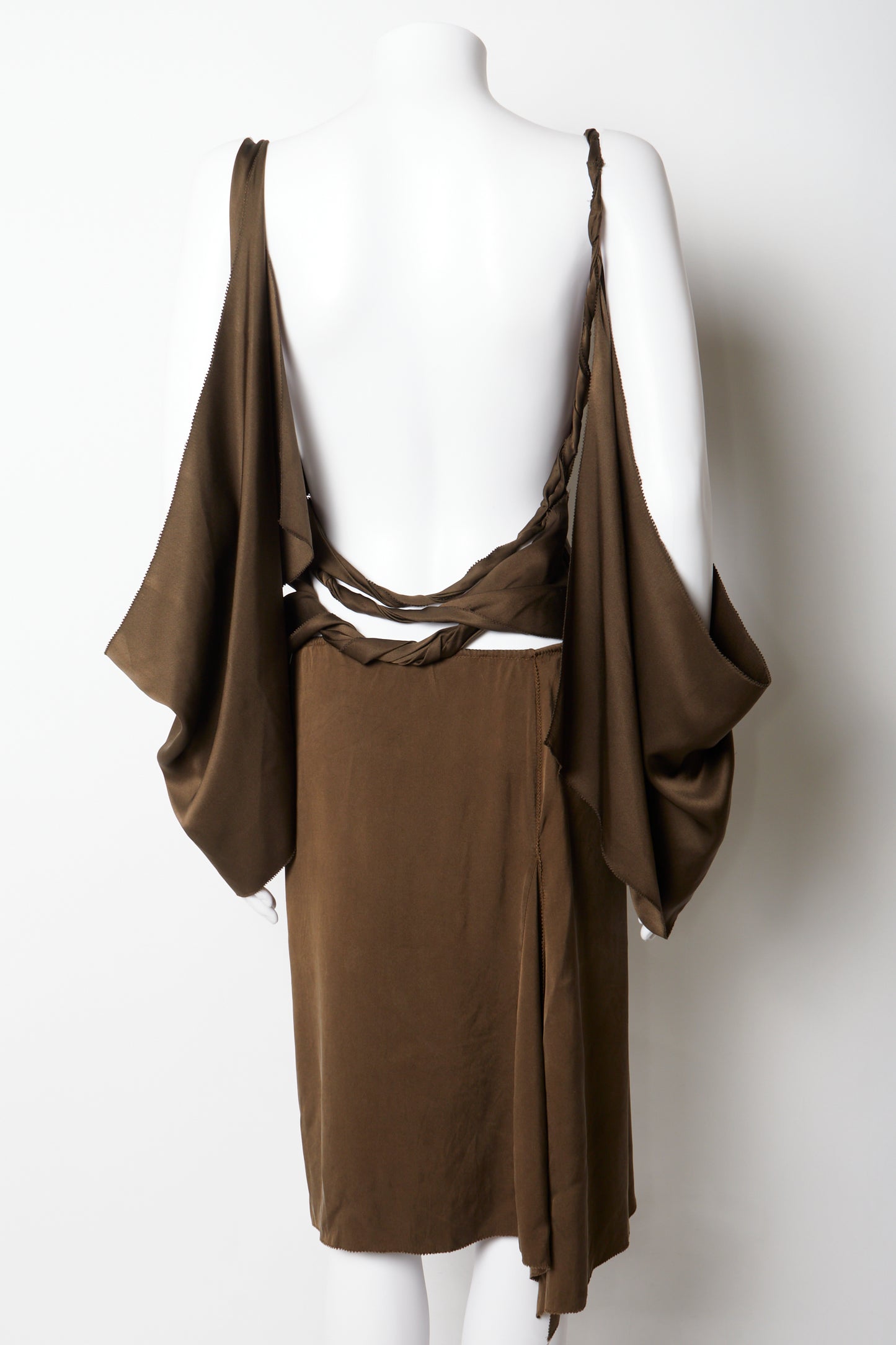 Gucci Tom Ford 2002 Brown Silk Blouse & Skirt Two Piece Set