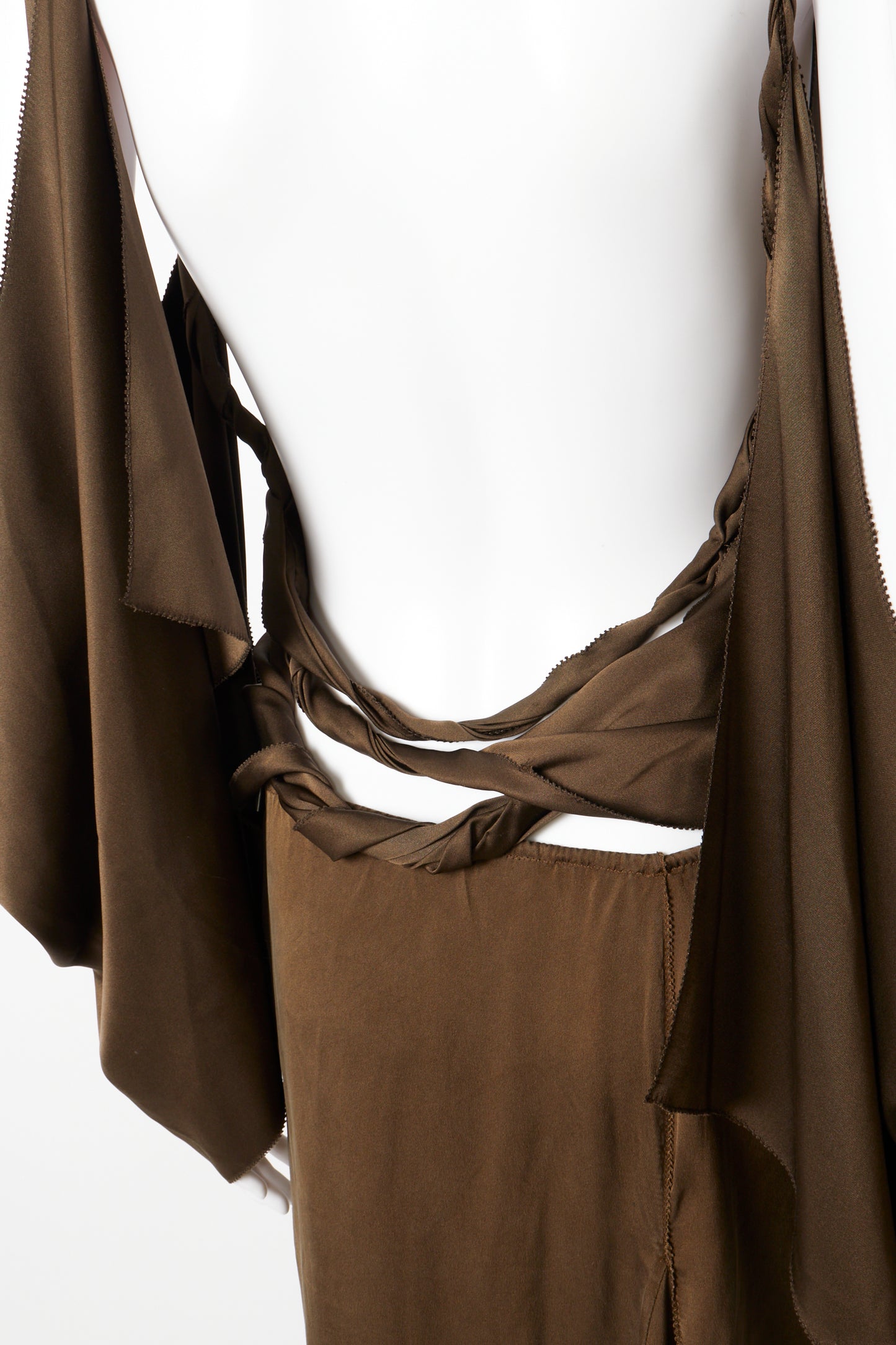 Gucci Tom Ford 2002 Brown Silk Blouse & Skirt Two Piece Set