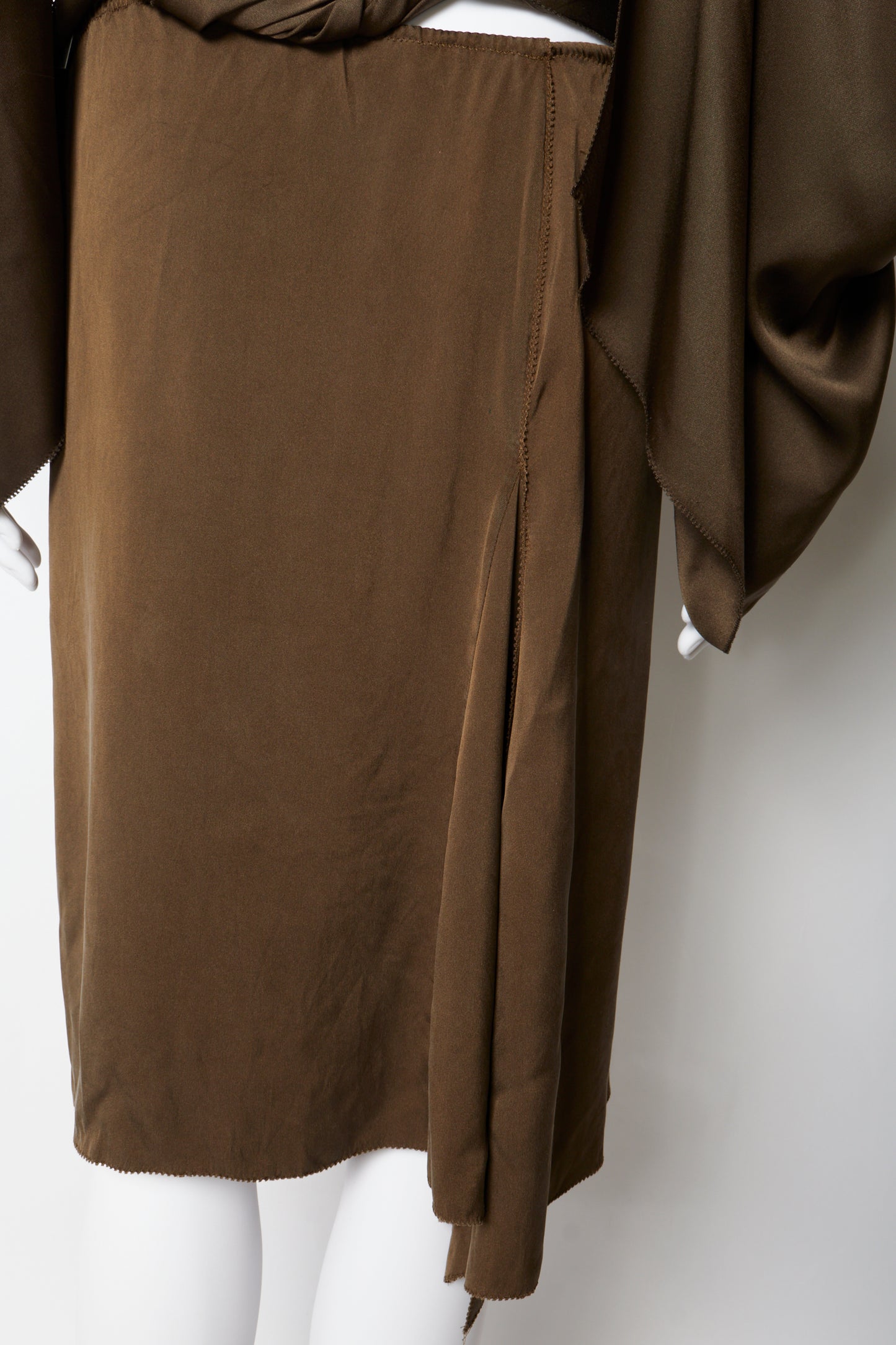 Gucci Tom Ford 2002 Brown Silk Blouse & Skirt Two Piece Set