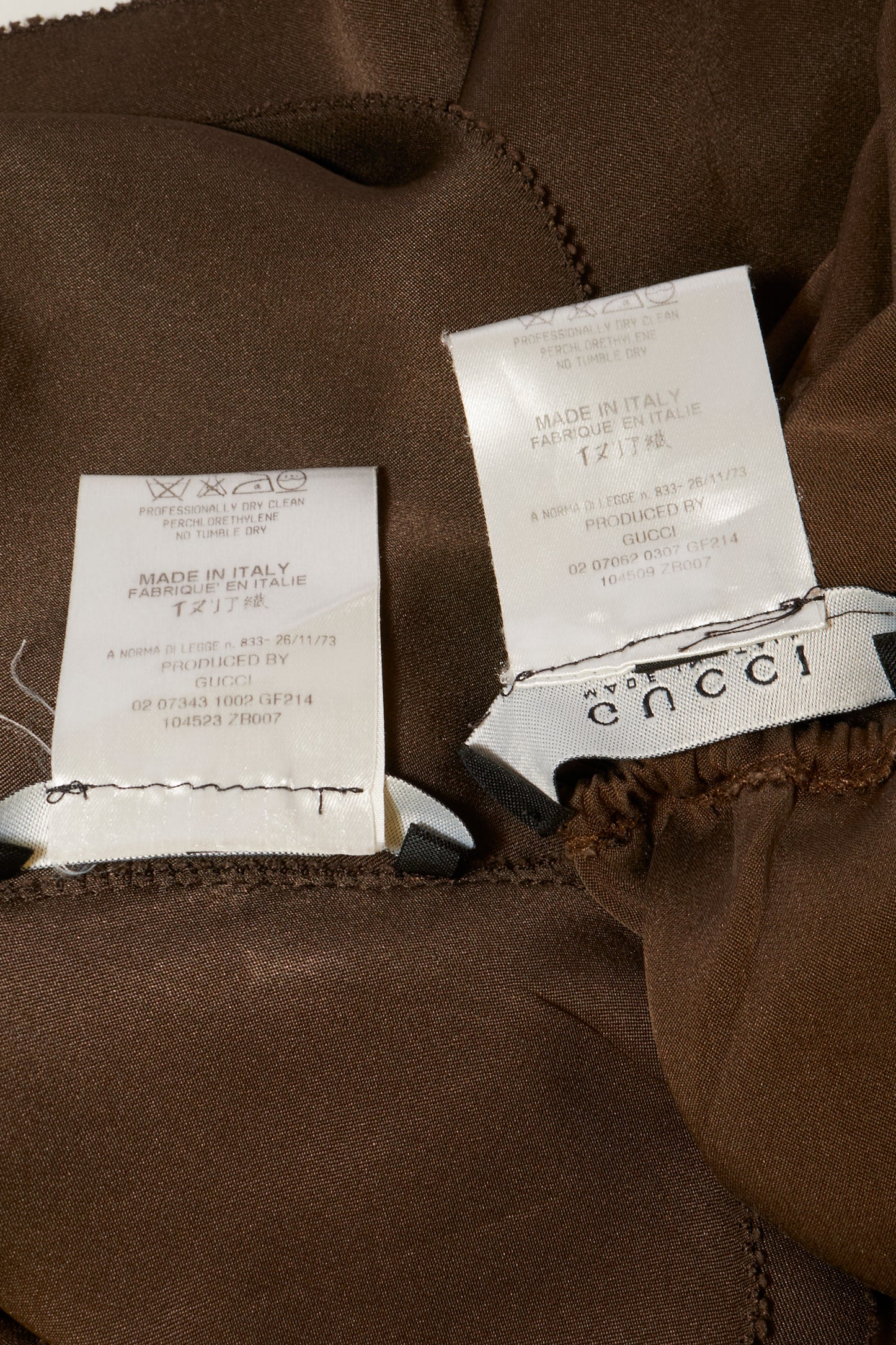 Gucci Tom Ford 2002 Brown Silk Blouse & Skirt Two Piece Set