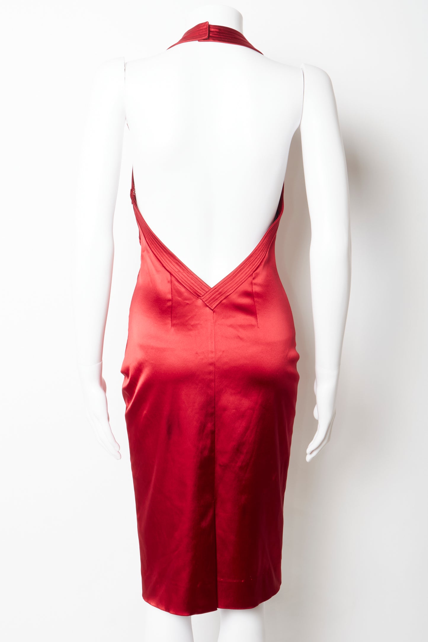 Christian Dior 2004 Red Bow Open Back Midi Dress
