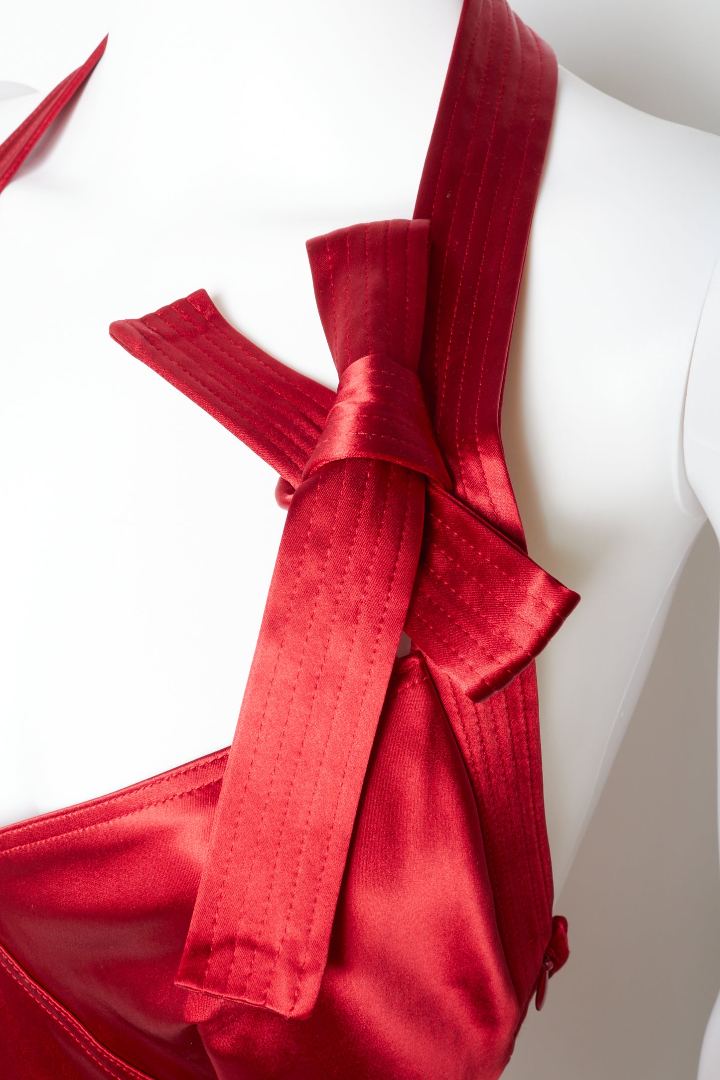 Christian Dior 2004 Red Bow Open Back Midi Dress