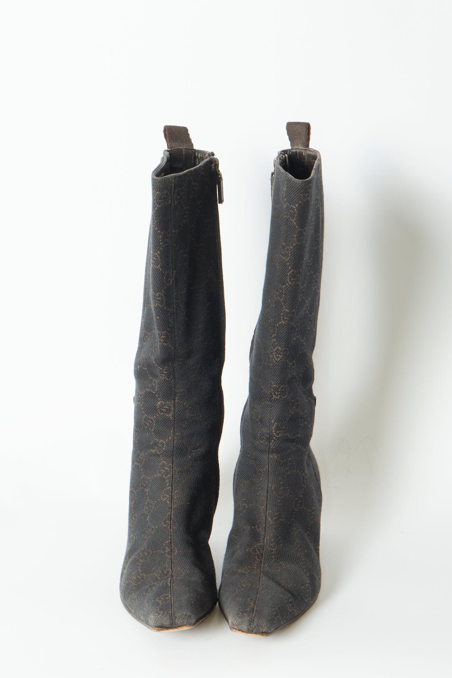 Gucci Brown Monogram High Knee Vintage Boots