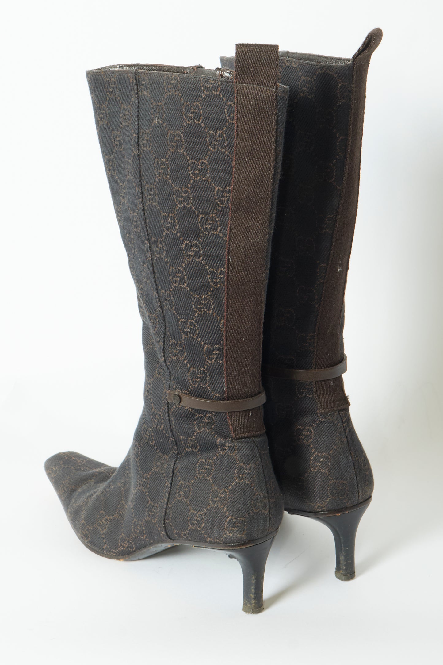 Gucci Brown Monogram High Knee Vintage Boots
