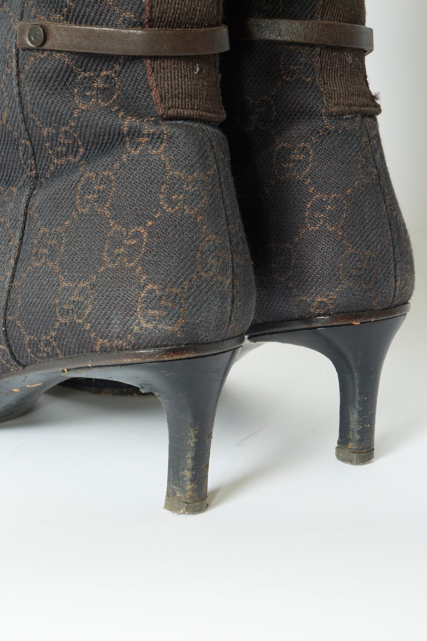 Gucci Brown Monogram High Knee Vintage Boots