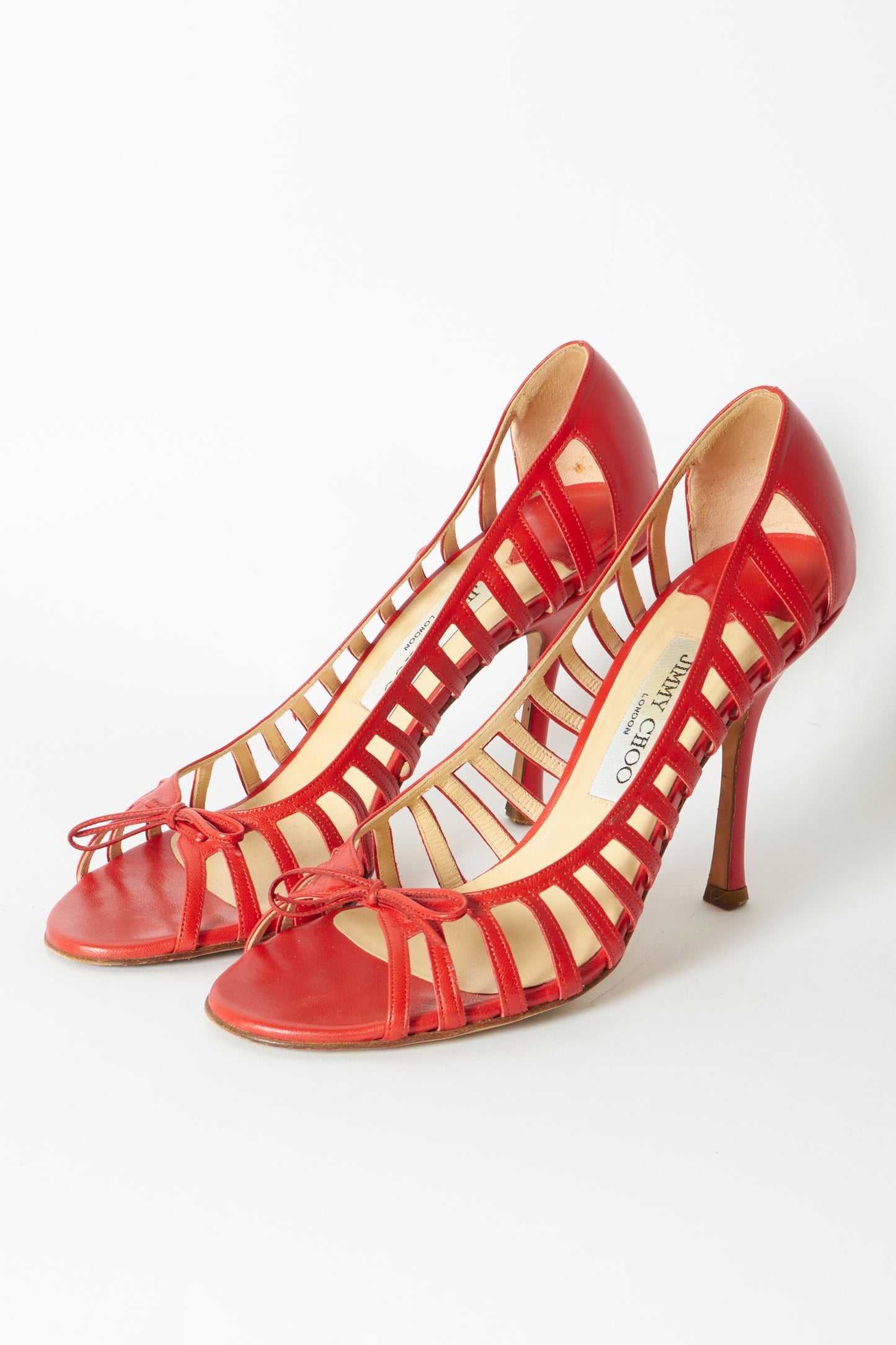 Jimmy Choo Red Leather Bow Heels
