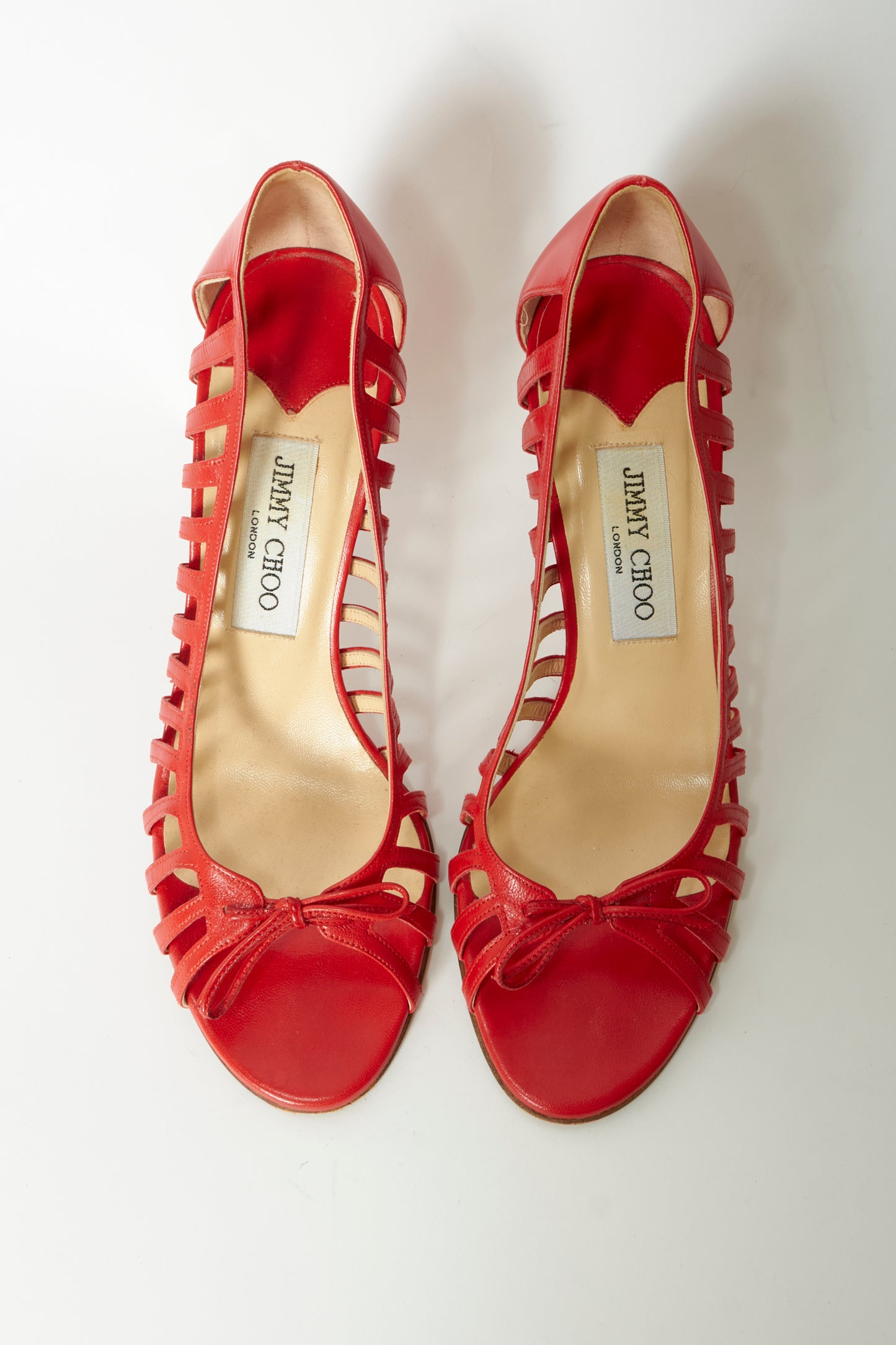 Jimmy Choo Red Leather Bow Heels