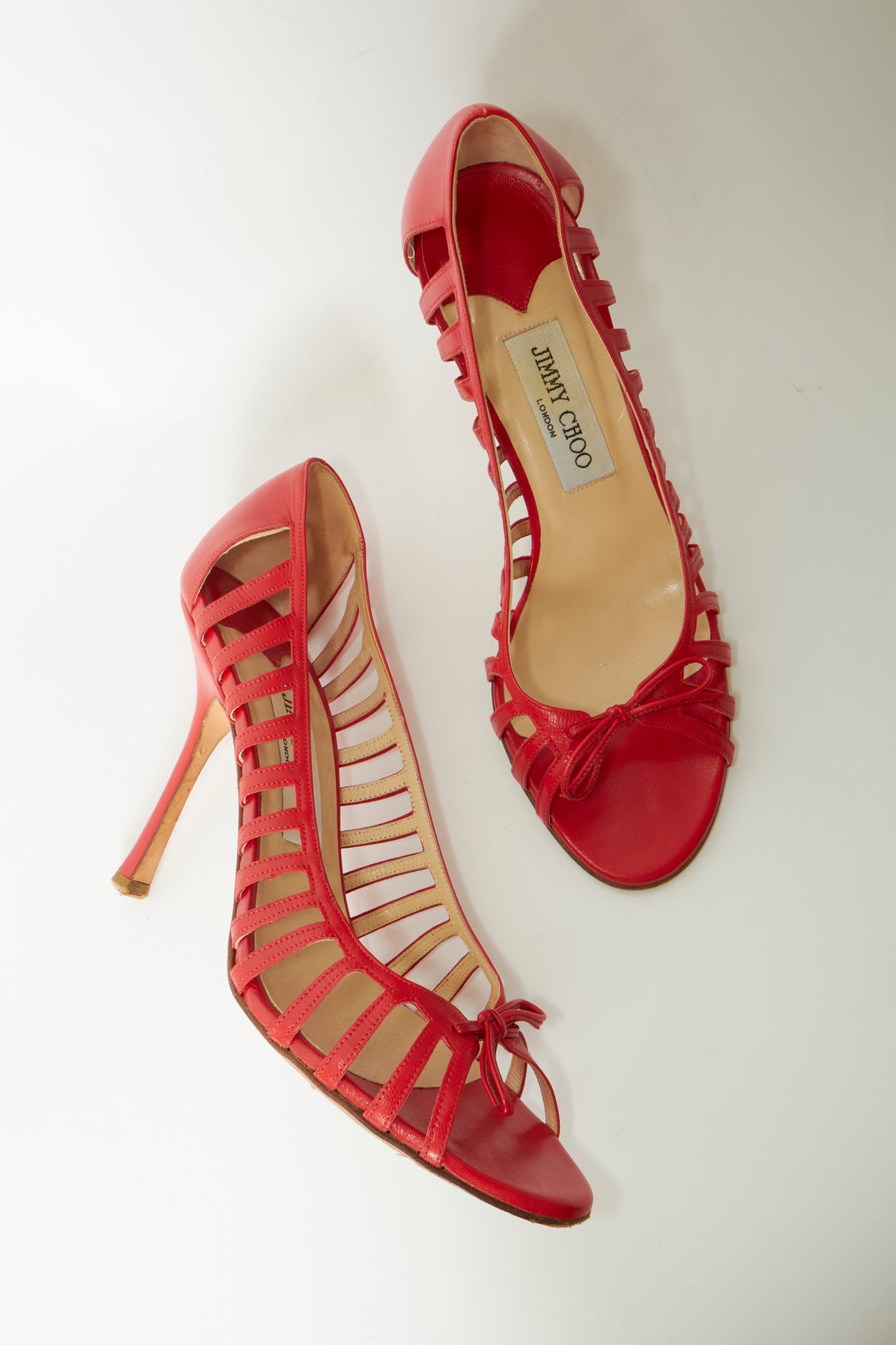 Jimmy Choo Red Leather Bow Heels