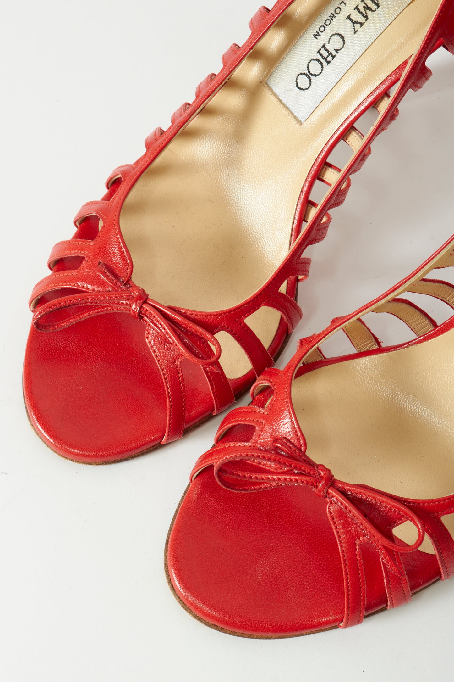 Jimmy Choo Red Leather Bow Heels