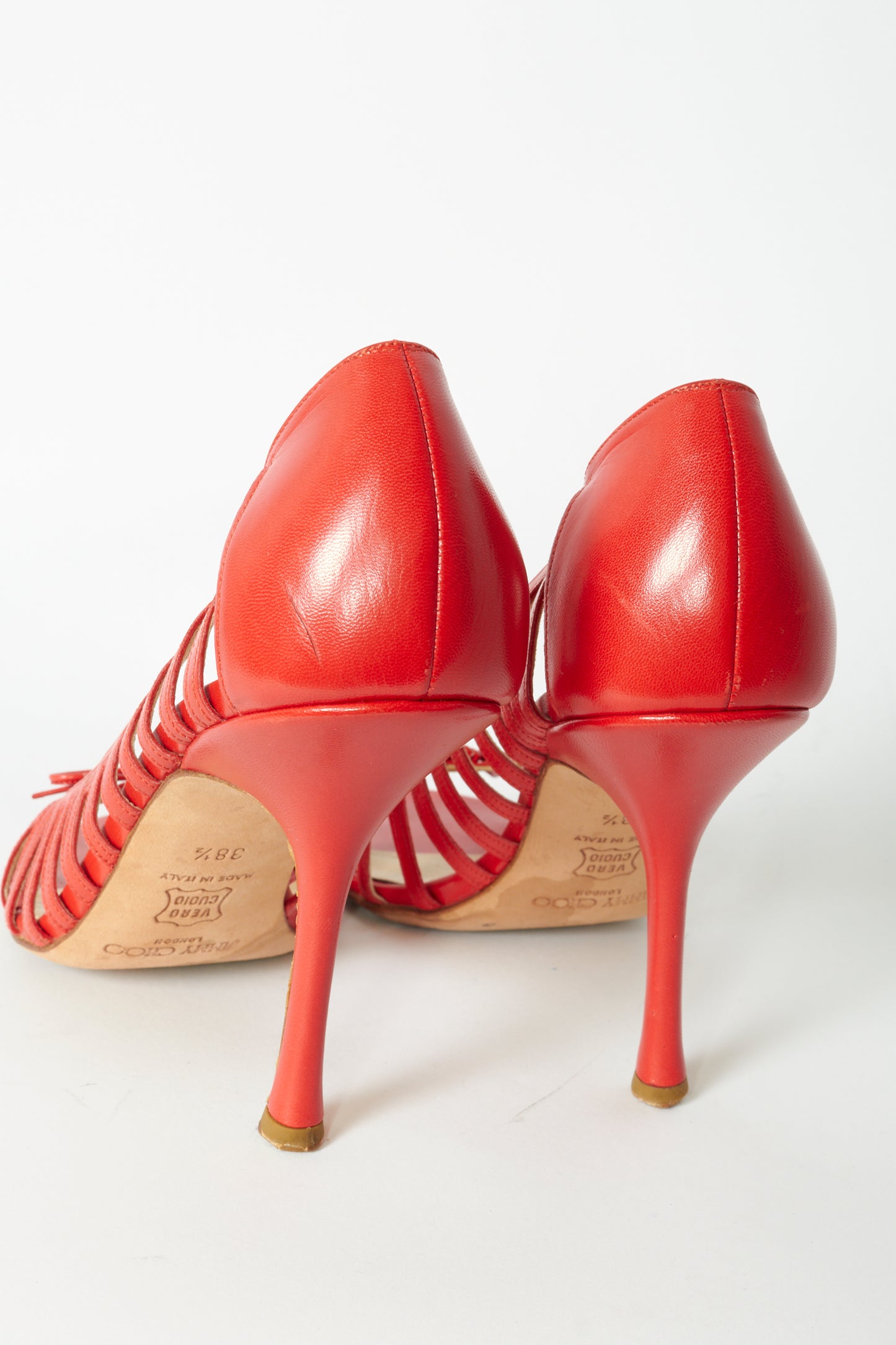 Jimmy Choo Red Leather Bow Heels