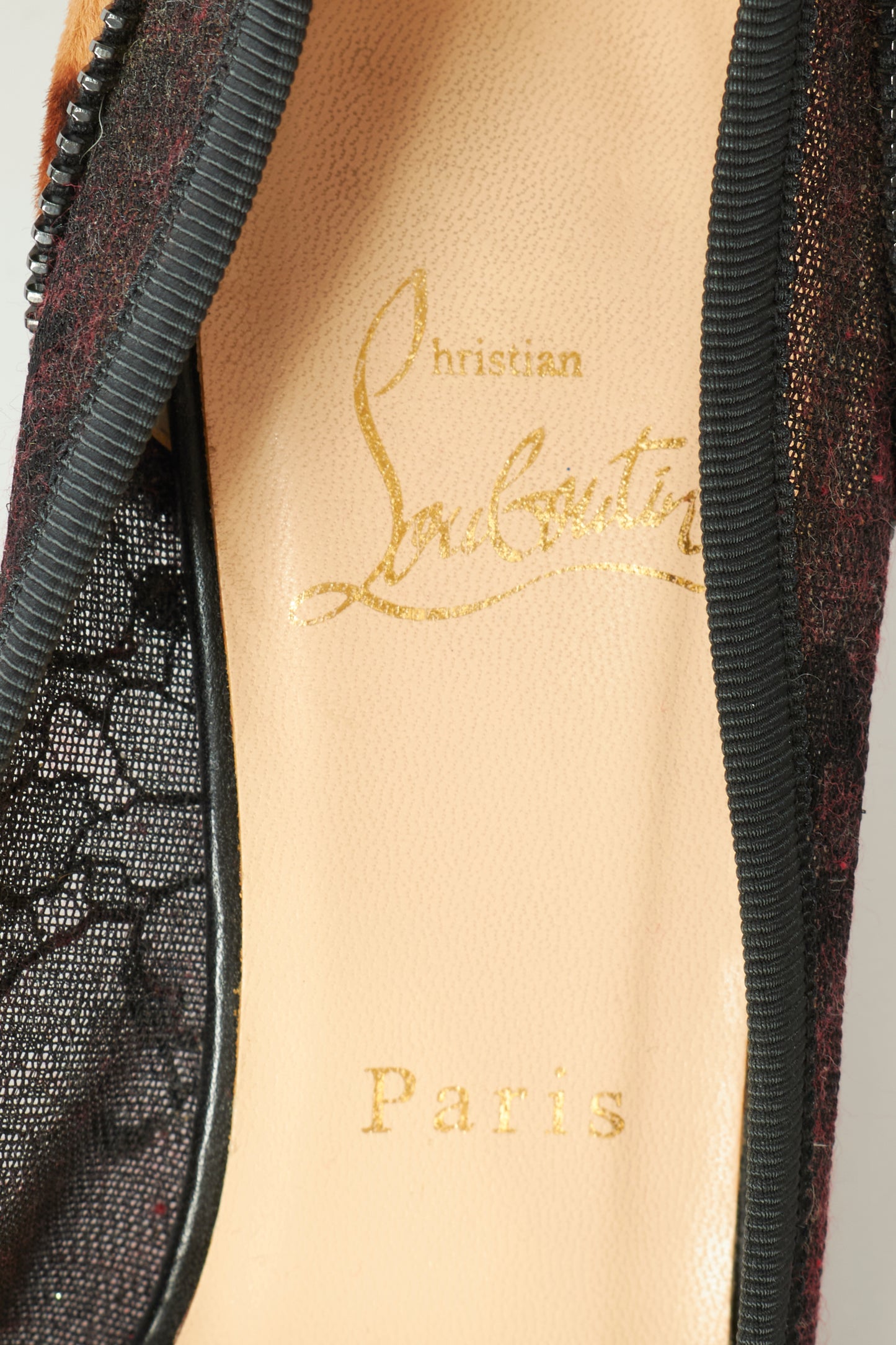 Christian Louboutin Leopard Pony Hair & Black Mesh Pumps