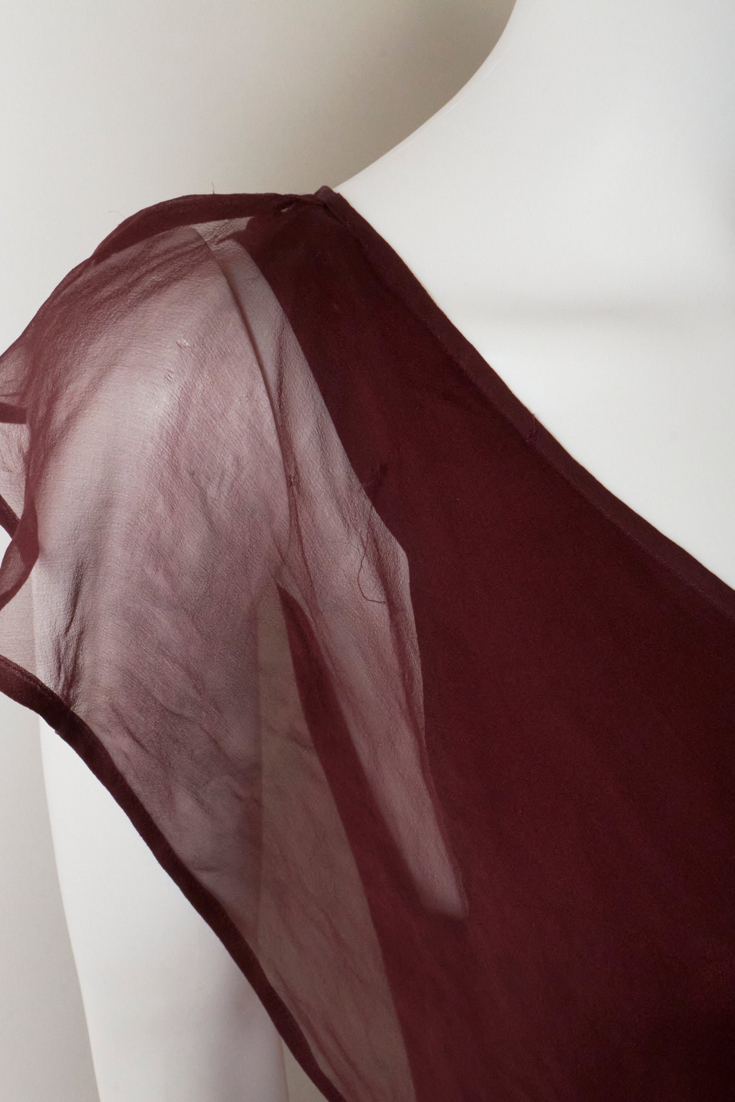 Yves Saint Laurent by Tom Ford 2003 Burgundy Silk Ruffle Midi Dress